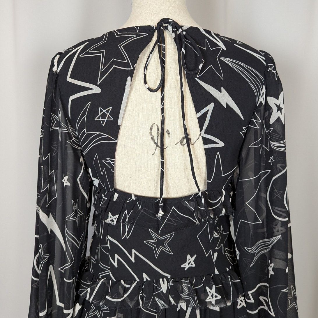 Asos ASOS Design Ruffled Long Sleeve Mini Dress Black White 8 Size M / US 6-8 / IT 42-44 - 14 Thumbnail