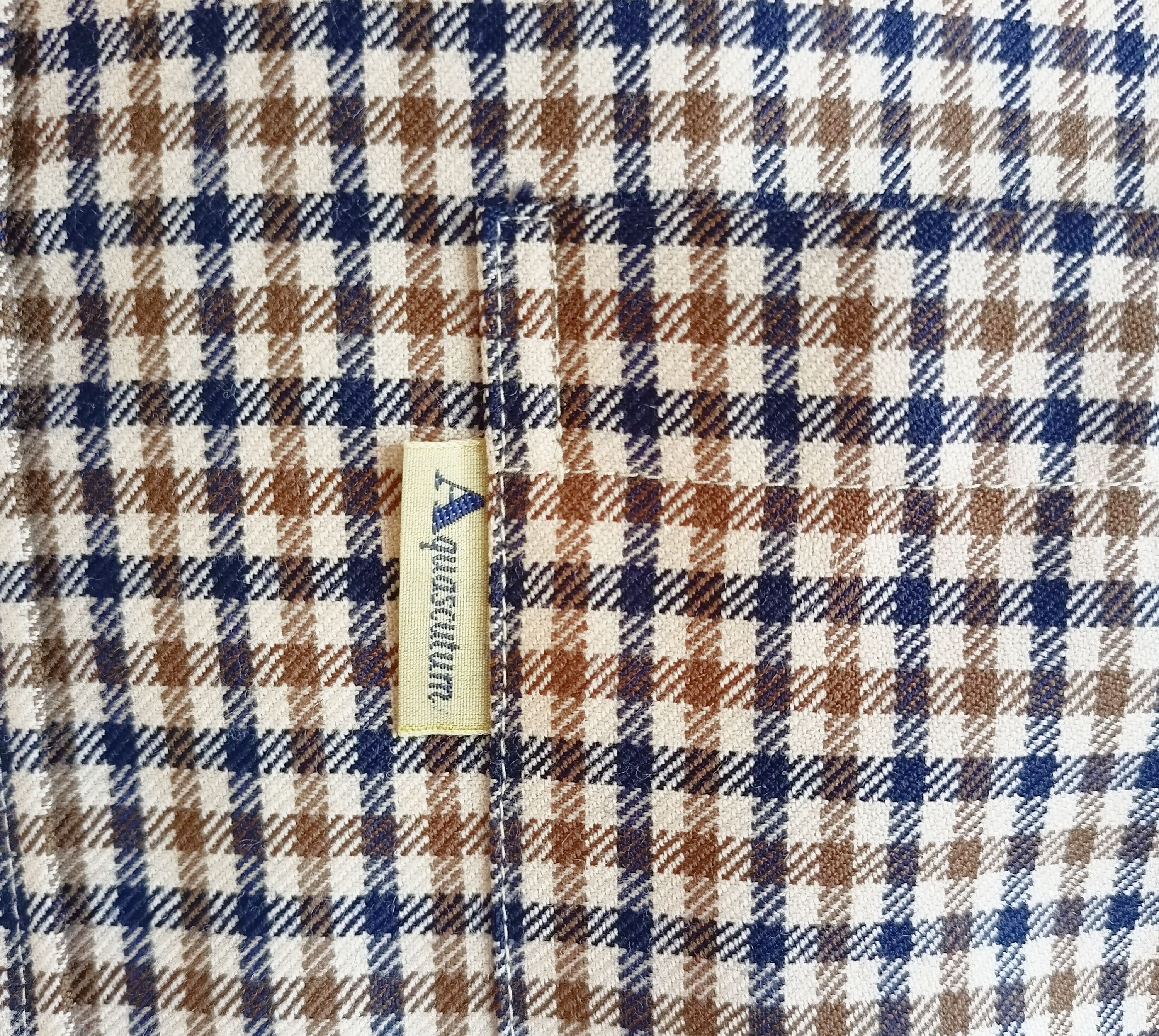Aquascutum × Vintage Signature Gingham Plaid Wool Shirt Size US L / EU 52-54 / 3 - 4 Thumbnail
