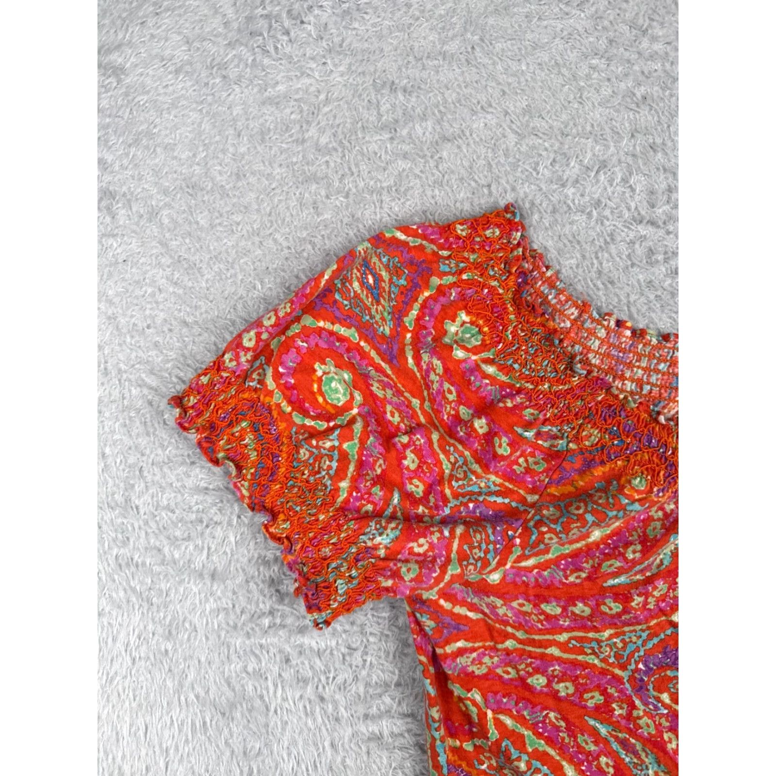 Ralph Lauren VINTAGE Lauren Ralph Lauren Shirt Women Large Red Paisley Boat Neck Cotton Casual 90s Size L / US 10 / IT 46 - 3 Thumbnail