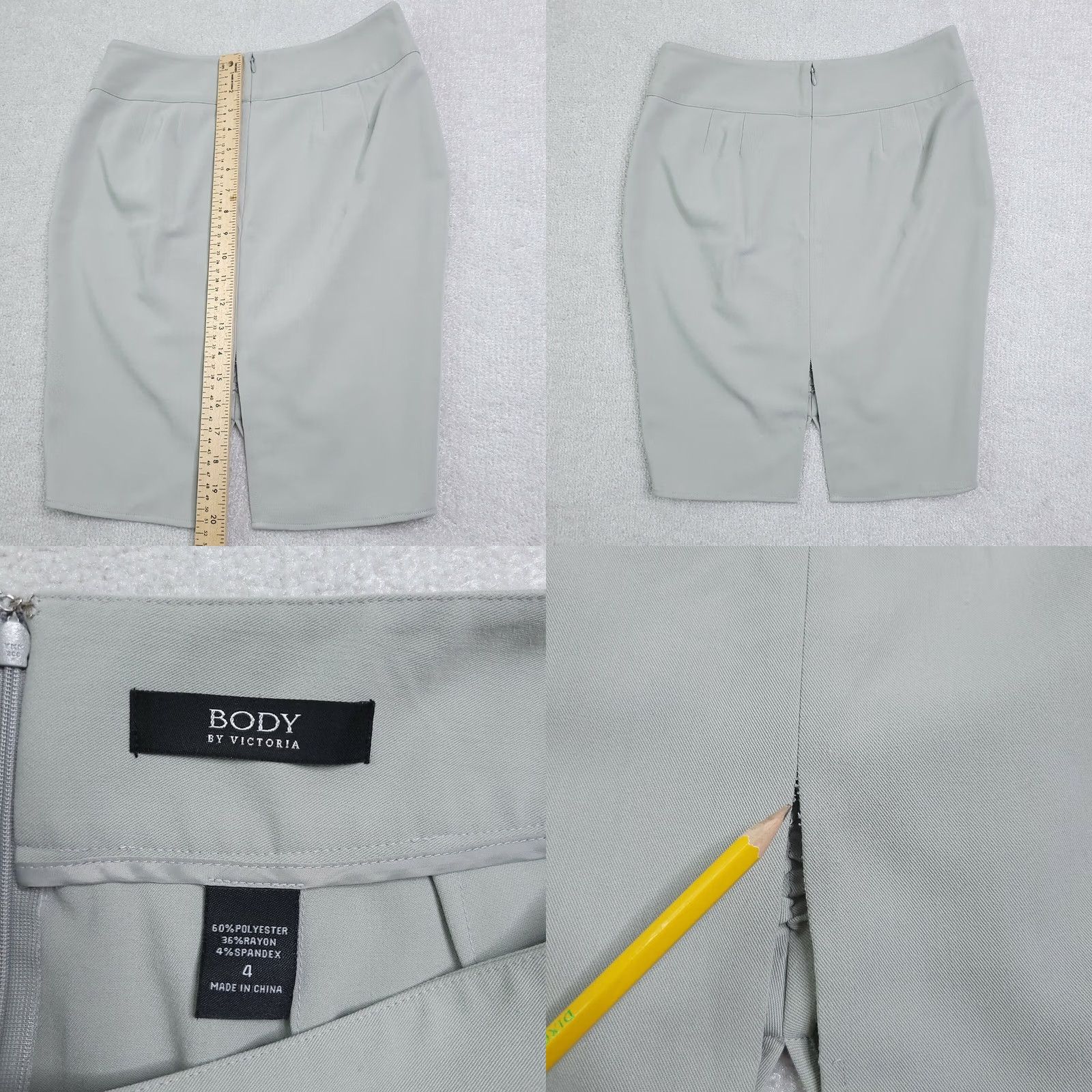 Vintage Body by Victoria Skirt Women's 4 Gray Cinched Front Slit Back Zip Short Mini 90s Women's Skirt Size 27" / US 4 / IT 40 - 8 Thumbnail