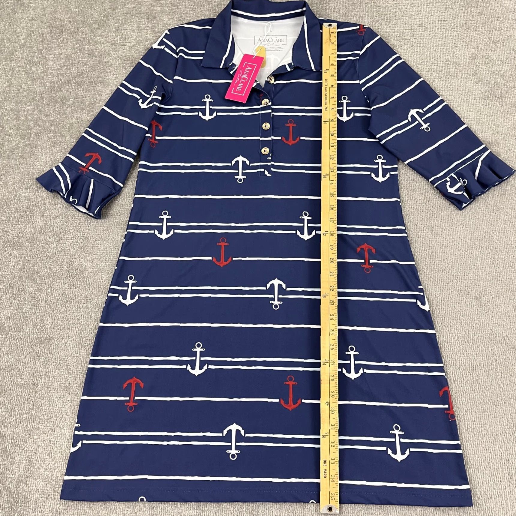 Nautica ANA CLARE Marin Dress Womens L Anchored Nautical Active Stretch Preppy NEW Size L / US 10 / IT 46 - 4 Thumbnail