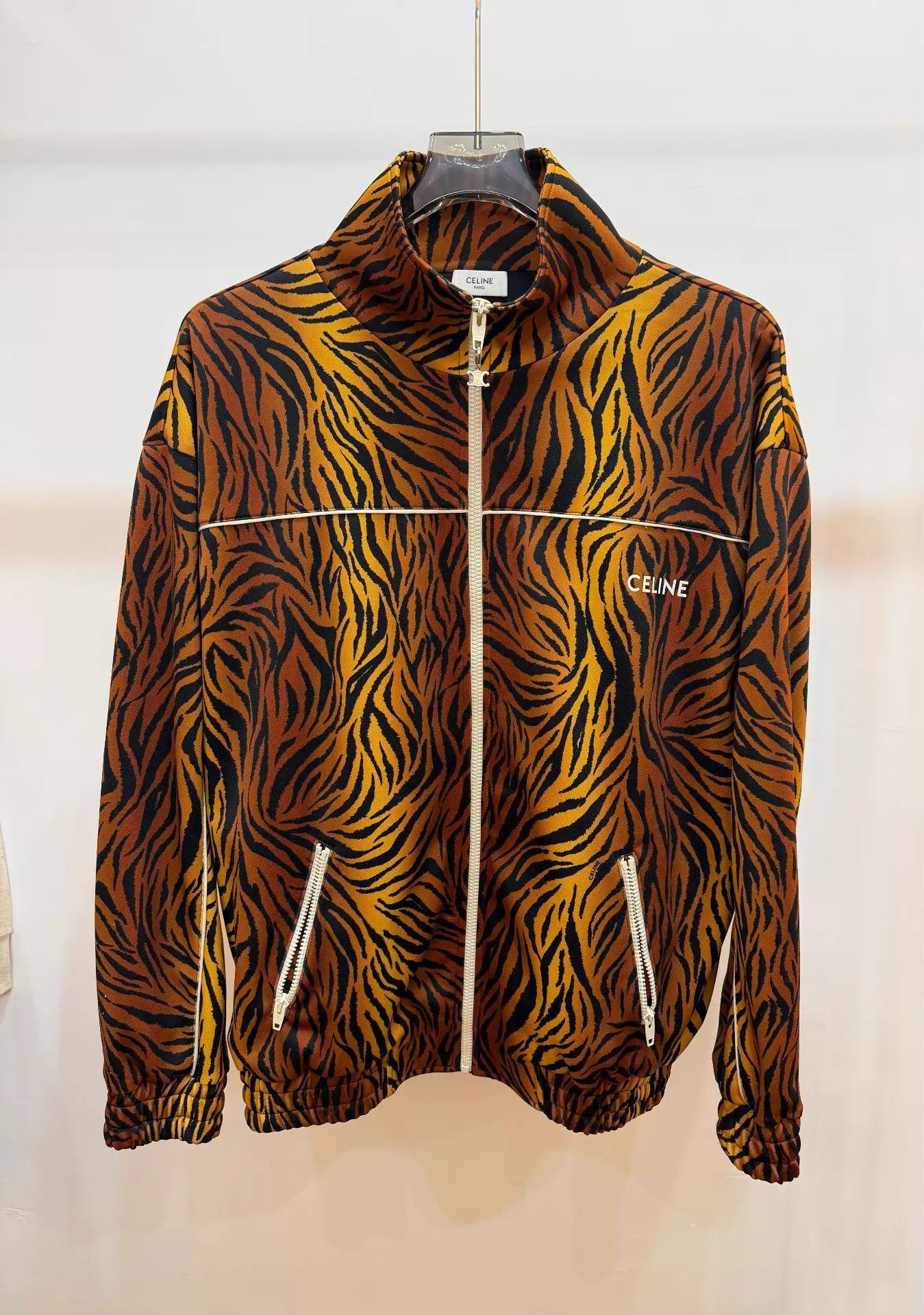 Celine Tiger Print Zip-Up Light Jacket Size US L / EU 52-54 / 3 - 1 Thumbnail