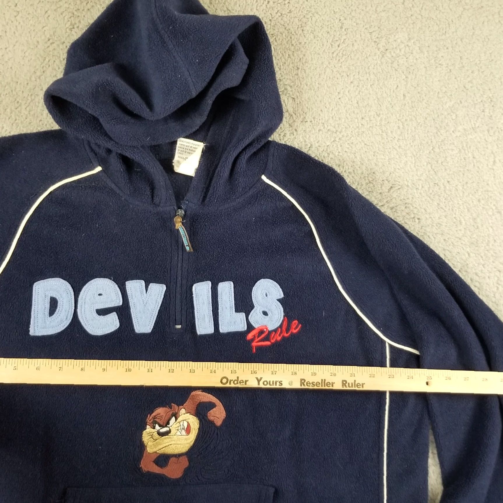 Vintage VINTAGE Looney Tunes Hoodie Taz Embroidered Plus Women 24 Blue 90s Cartoon TGTS Mens/Womens Size 4XL / US 24-26 - 5 Thumbnail