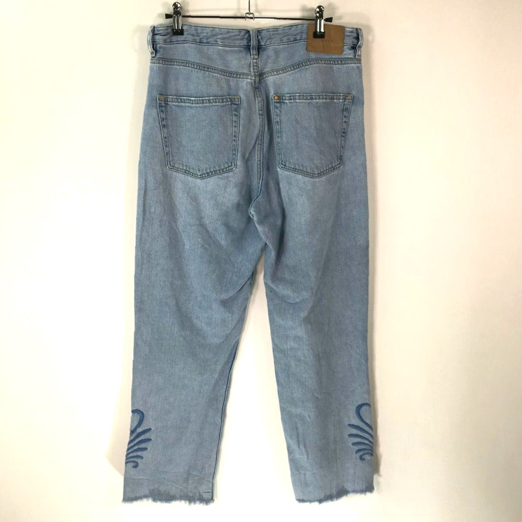 Denime &Denim Womens Straight Fit High Waist Button Fly Embroidered Blue Jeans Size 30 Size 30" / US 8 / IT 44 - 2 Thumbnail