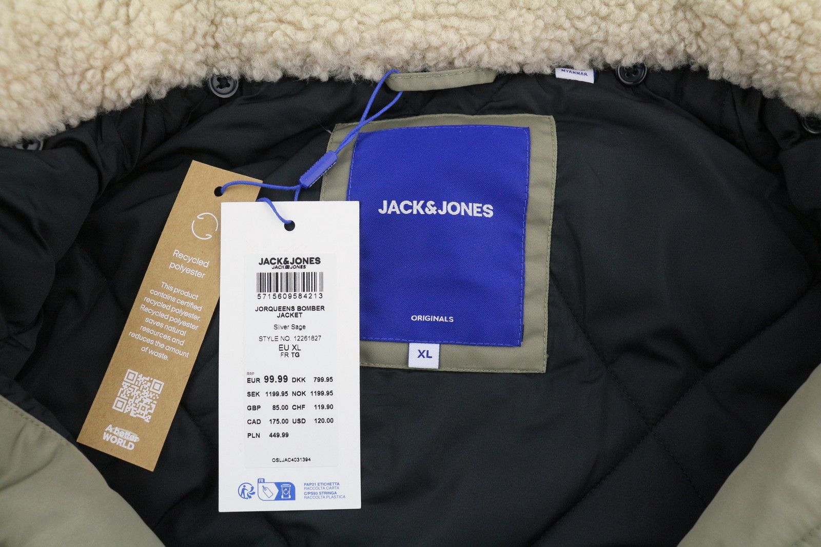 Jack & Jones JORQUEENS BOMBER XL Silver Sage Oversized Zip 88021 Size US XL / EU 56 / 4 - 12 Thumbnail