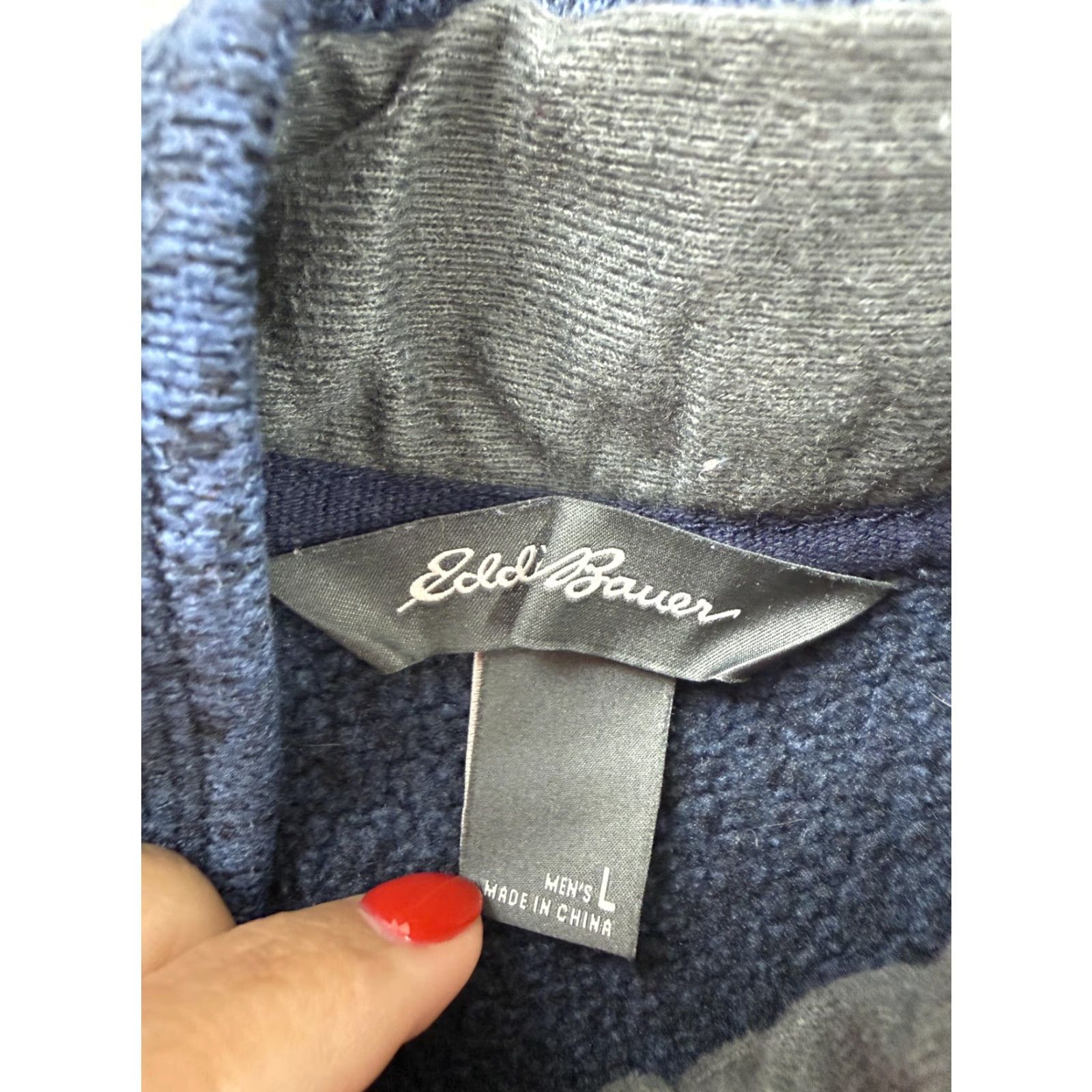Eddie Bauer Eddie Bauer Sweater Mens Large Blue 1/4 Zip Mock Neck Fleece Pullover Outdoor Shirt Size US L / EU 52-54 / 3 - 3 Thumbnail