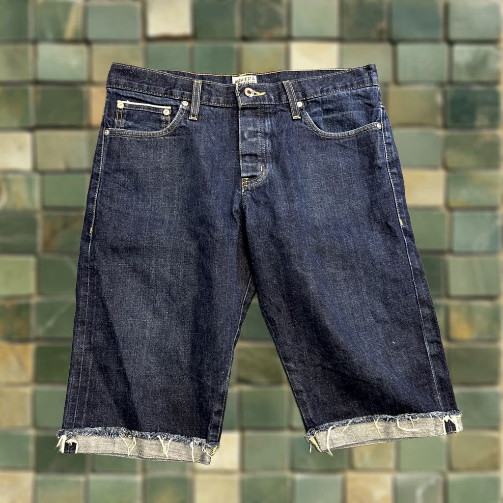 Vintage Naked & Famous Cutoff Jeans Shorts 33 Mens 11" Blue Stretch Skinny Guy TAG 34 Size US 34 / EU 50 - 1 Thumbnail