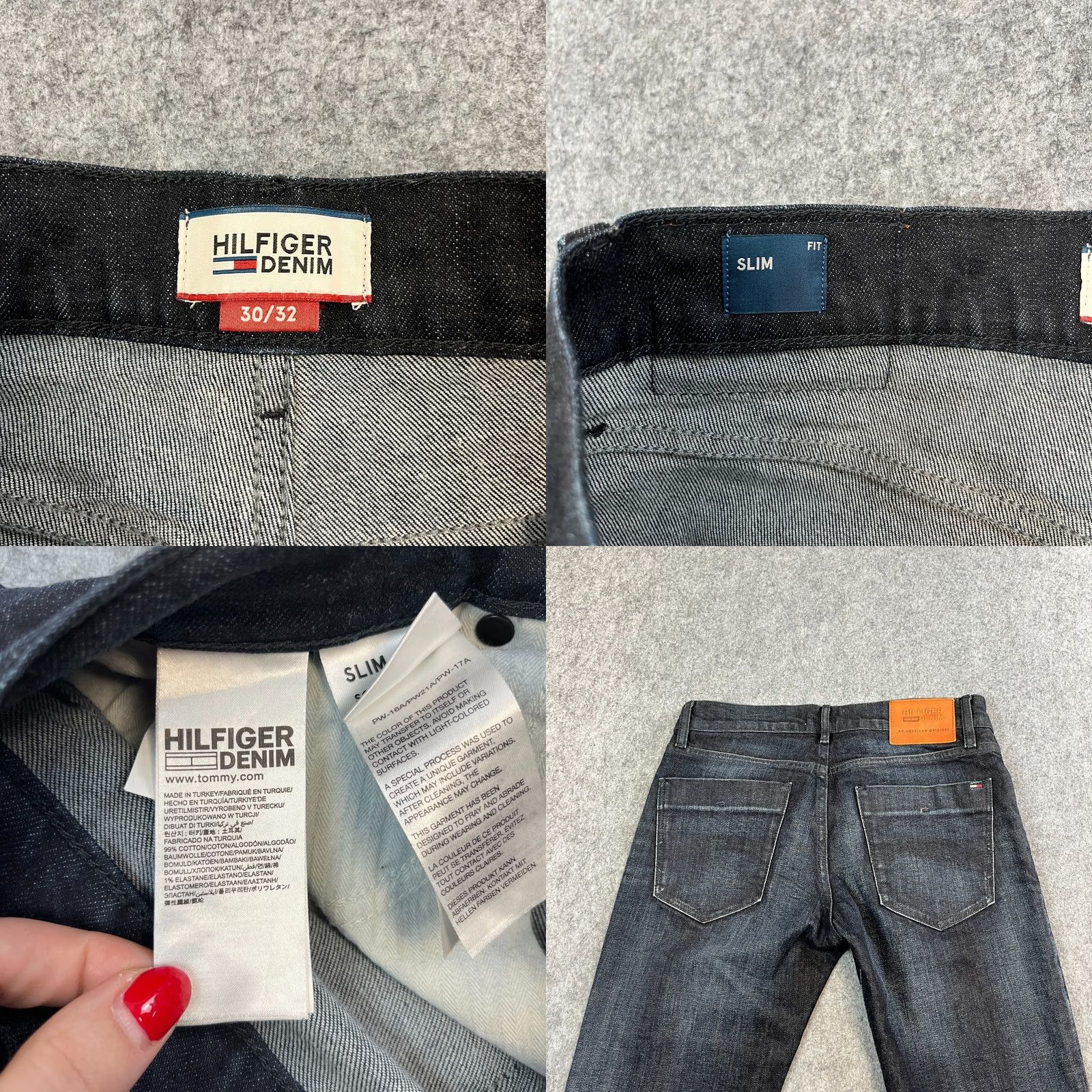 Tommy Hilfiger Tommy Hilfiger Mens Jeans Slim Straight 30 32 Dark Wash Blue Stretch Whiskers Denim 5-Pocket Mens Jeans Size US 30 / EU 46 - 8 Thumbnail