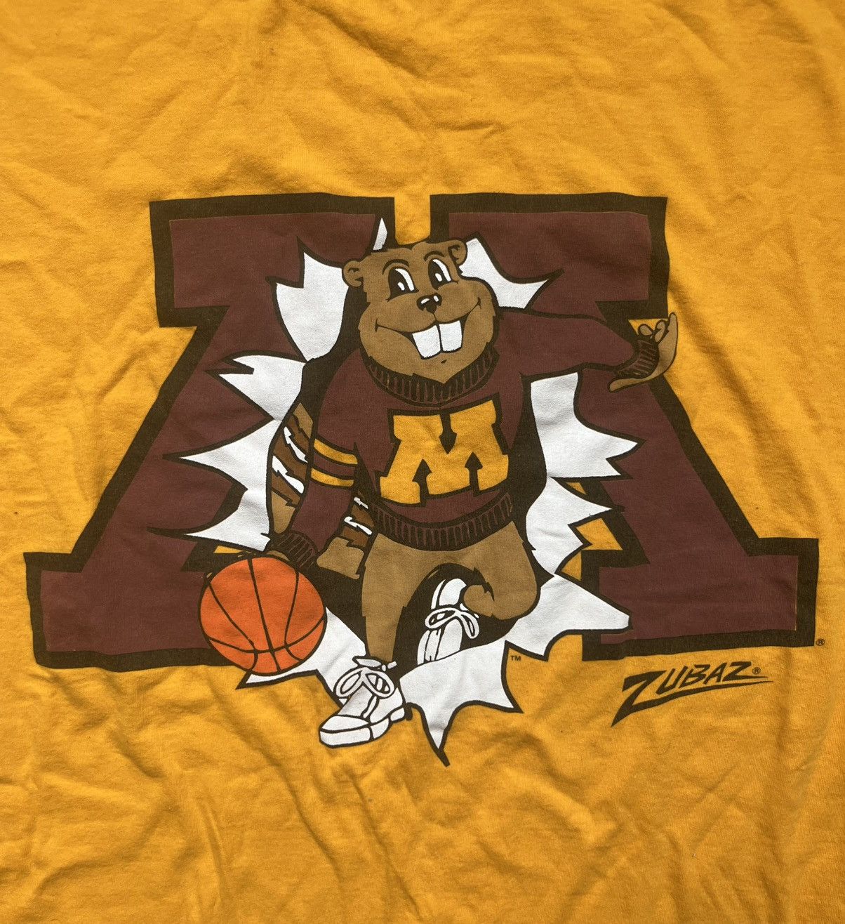 NCAA × Vintage Vintage 90s Minnesota Gophers Basketball Zubaz Tee Size US XL / EU 56 / 4 - 4 Thumbnail