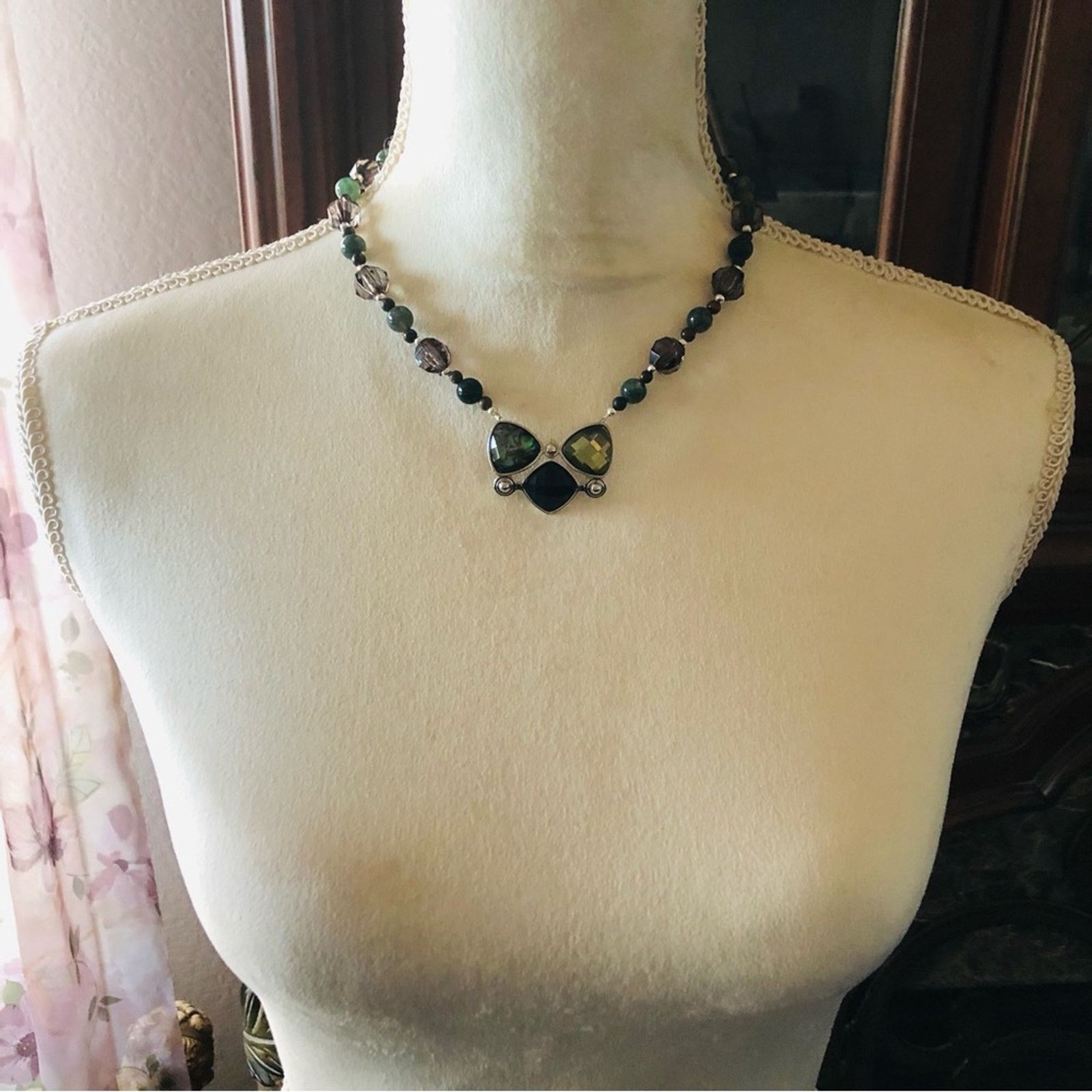 Handmade Handcrafted faceted pendant agate and jasper stone necklac Size ONE SIZE - 5 Thumbnail