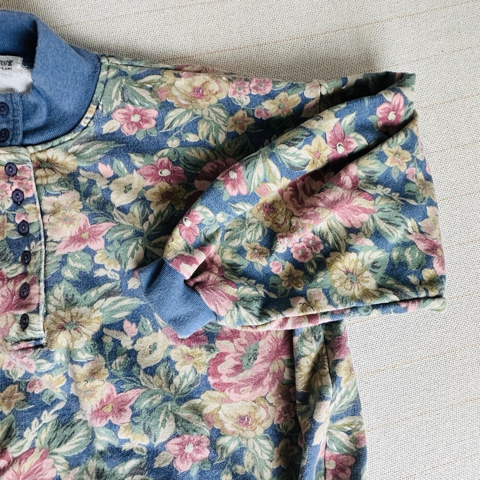 Other Vtg Euro Joy Paris Midland Floral Half Button-Up Sweatshirt Size M / US 6-8 / IT 42-44 - 4 Thumbnail