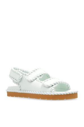 Bottega Veneta o1n1vont1125 Jack Flat Sandals in Light Green Size US 8 / IT 38 - 2 Thumbnail