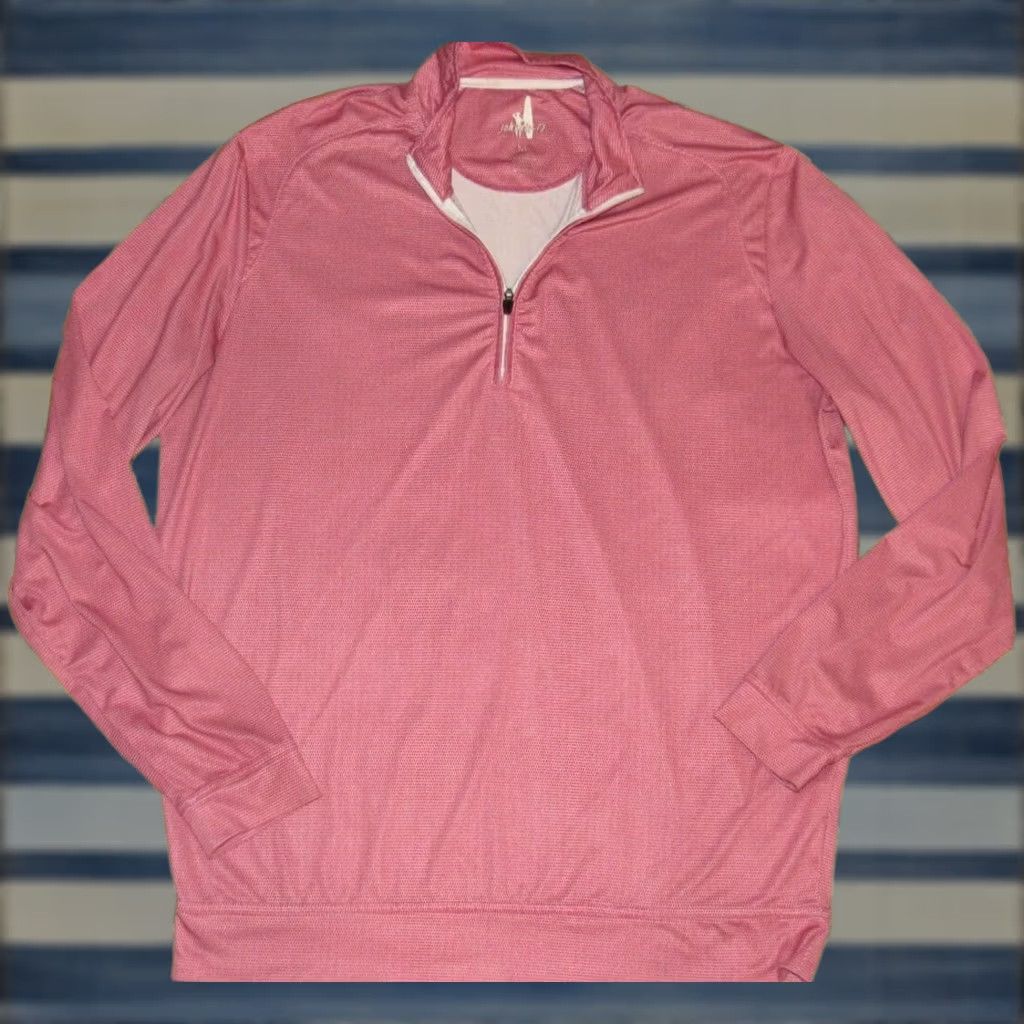 johnnie-O Johnnie O Pink Performance Quarter Zip Sweater Medium Shirt Men M Pullover 92% Polyester 8% Spandex Size US M / EU 48-50 / 2 - 1 Thumbnail