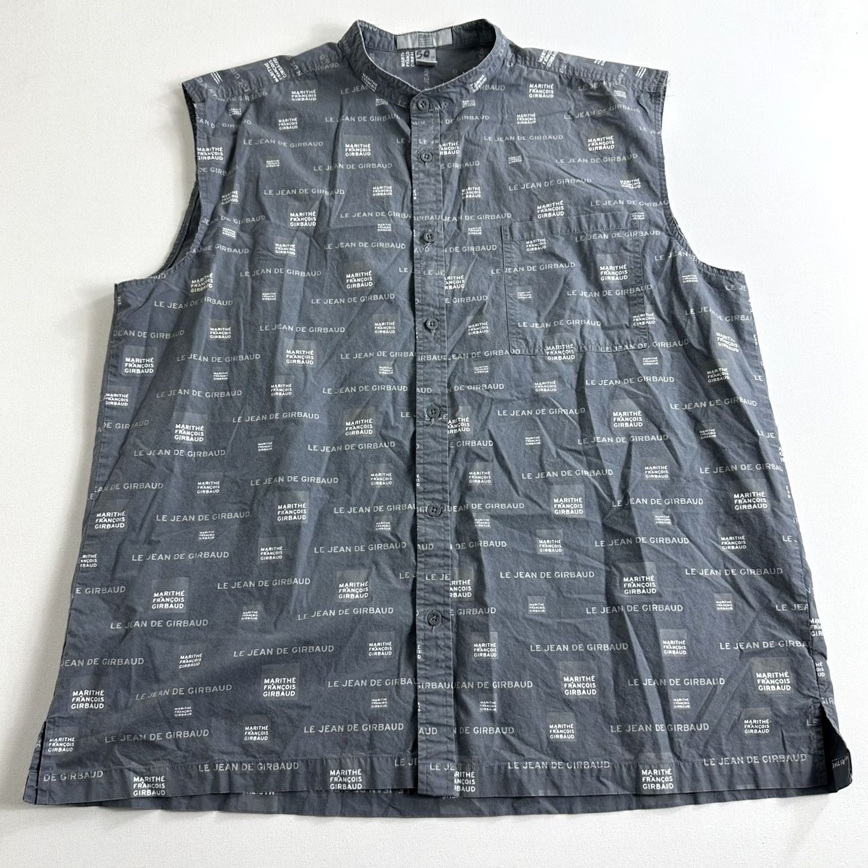 Gloverall Marithe Francois Girbaud Mens Button Up Sleeveless Vest Size 2XL All Over Print Vest Quilted Solid Gray Pocket Collared Size US XXL / EU 58 / 5 - 2 Thumbnail