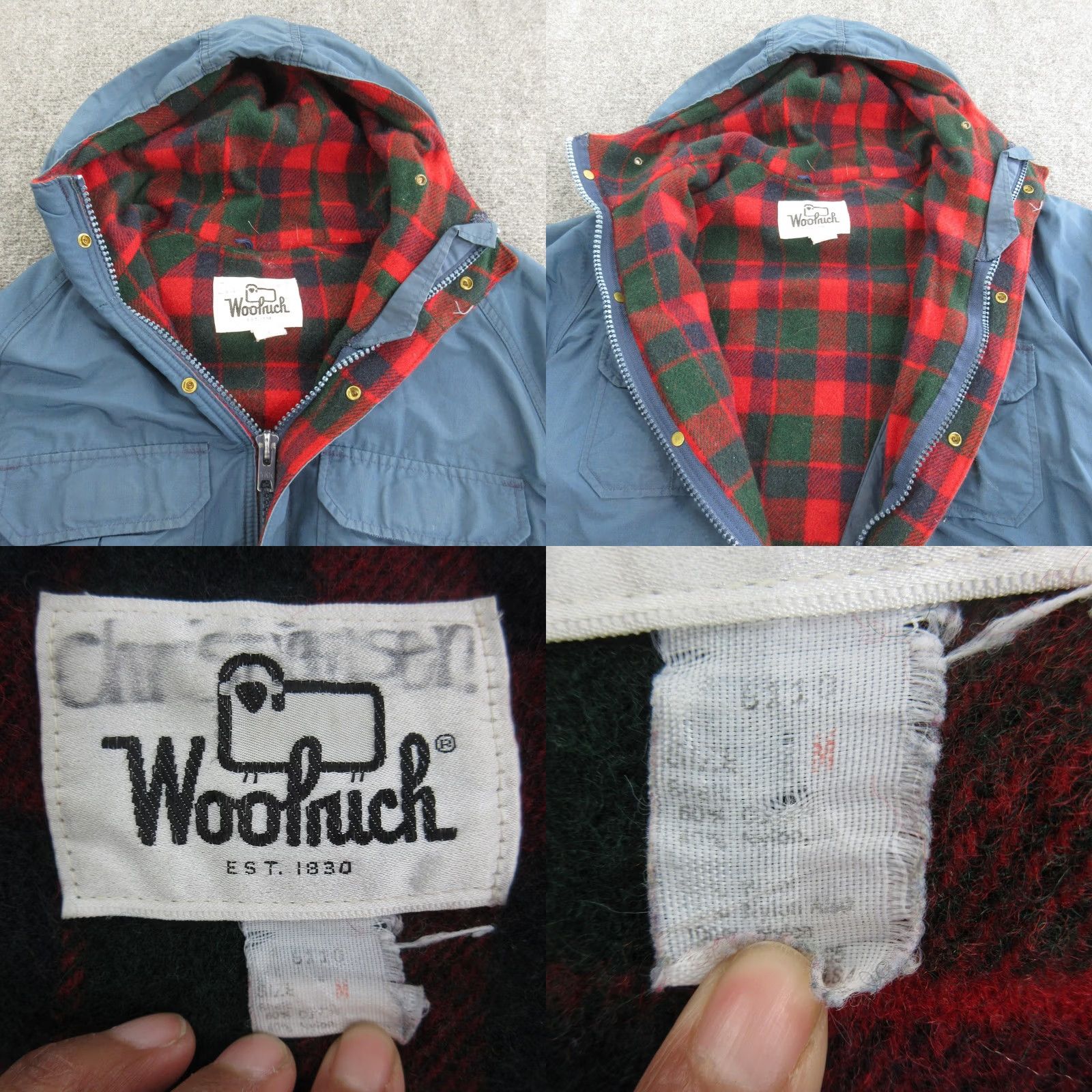 Vintage Woolrich Jacket Mens Large Blue Canvas Parka Wool Lined Hooded Outdoor Size US L / EU 52-54 / 3 - 8 Thumbnail