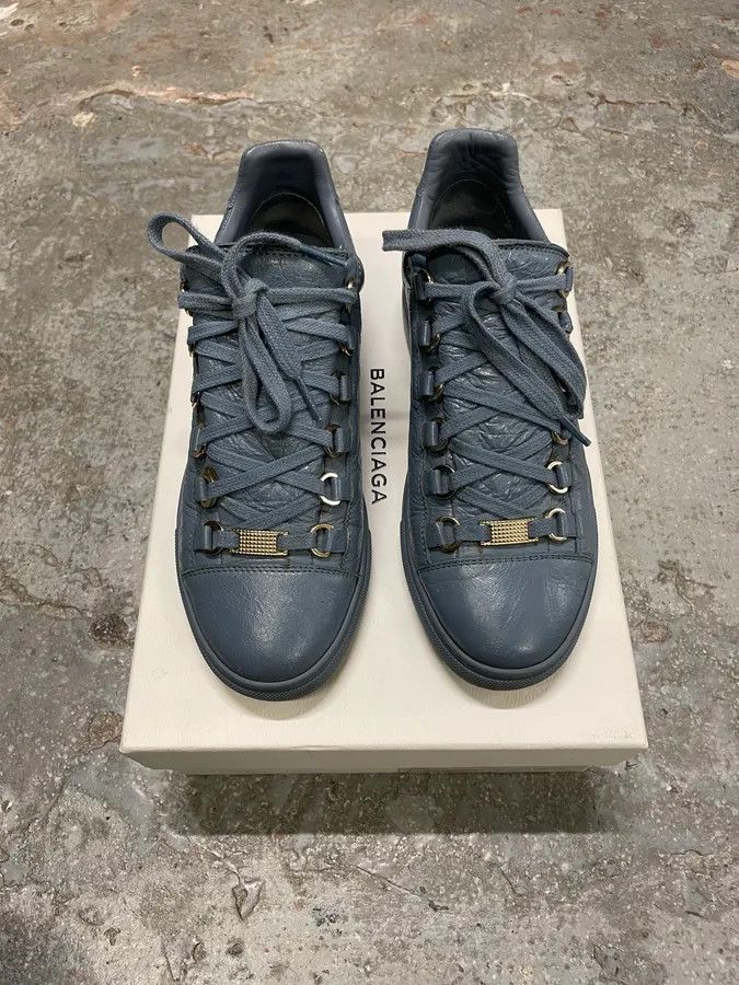Balenciaga Arena Baby Blue Low Leather Shoes