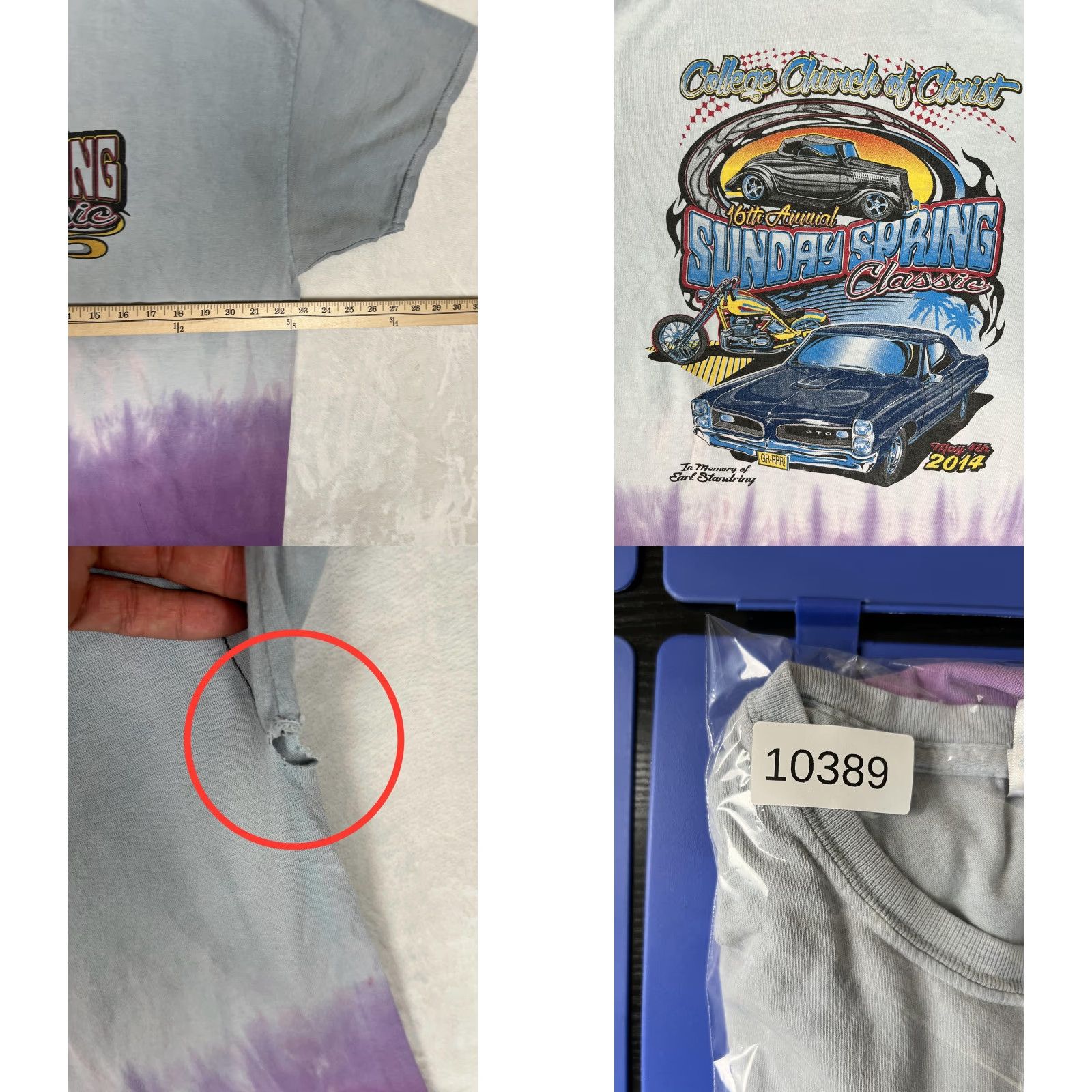 Gildan Sunday Spring Classic Hot Rod Car Show 2014 T-Shirt Mens XL Tie Dye GTO Car Size US XL / EU 56 / 4 - 8 Thumbnail