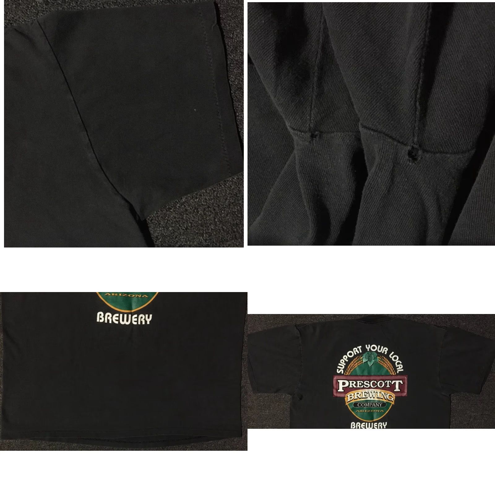 Vintage Vtg 90s Prescott Brewery Local Support Your Local Brewery Faded Shirt M Black Men T-Shirt Grunge Bar Rockabilly Bike USA 80s 90s Vintage Size US M / EU 48-50 / 2 - 9 Thumbnail