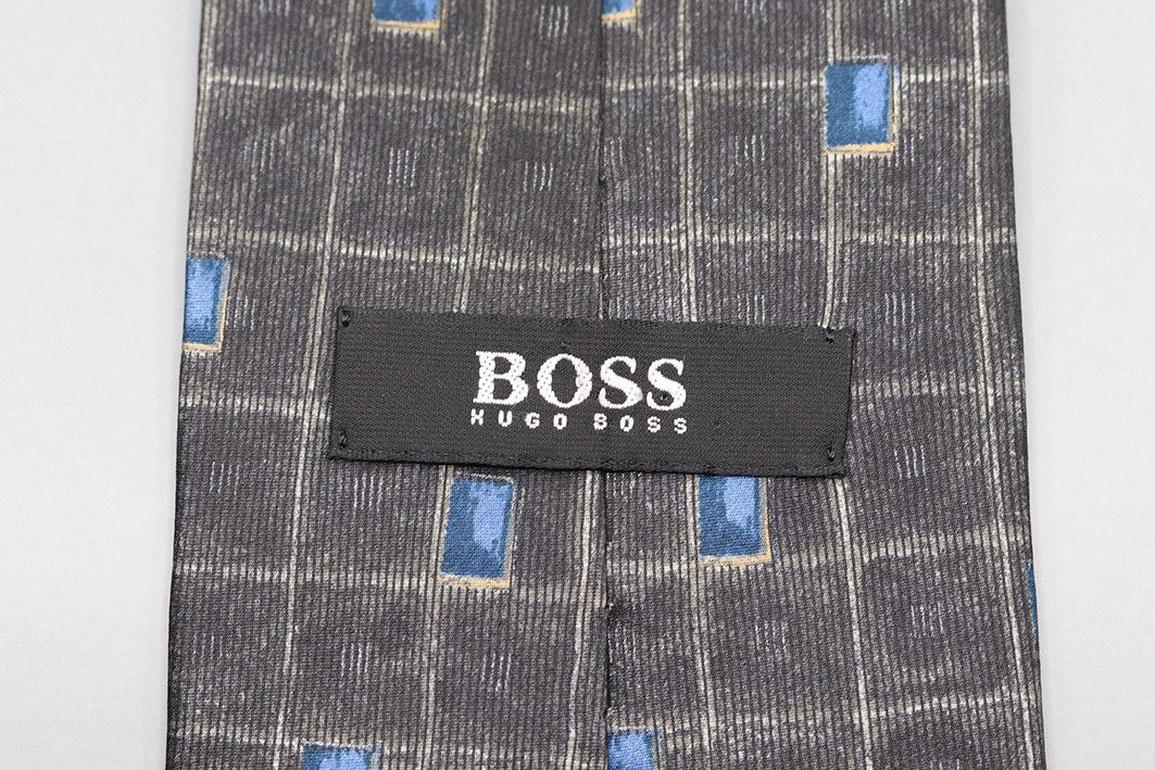 Hugo Boss Vintage Hugo Boss Silk Tie – Abstract Blue Square Pattern Size ONE SIZE - 4 Thumbnail