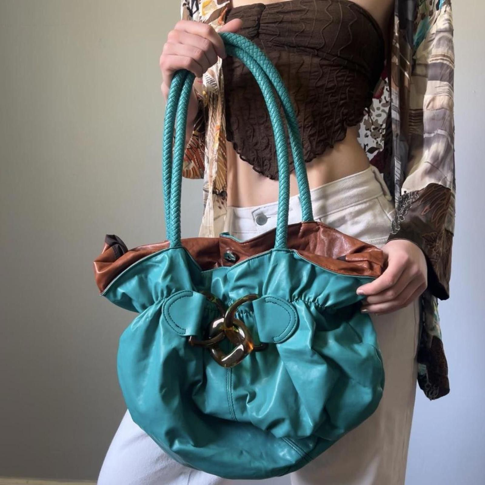 Other turquoise y2k faux leather slouchy shoulder bag Size ONE SIZE - 9 Thumbnail