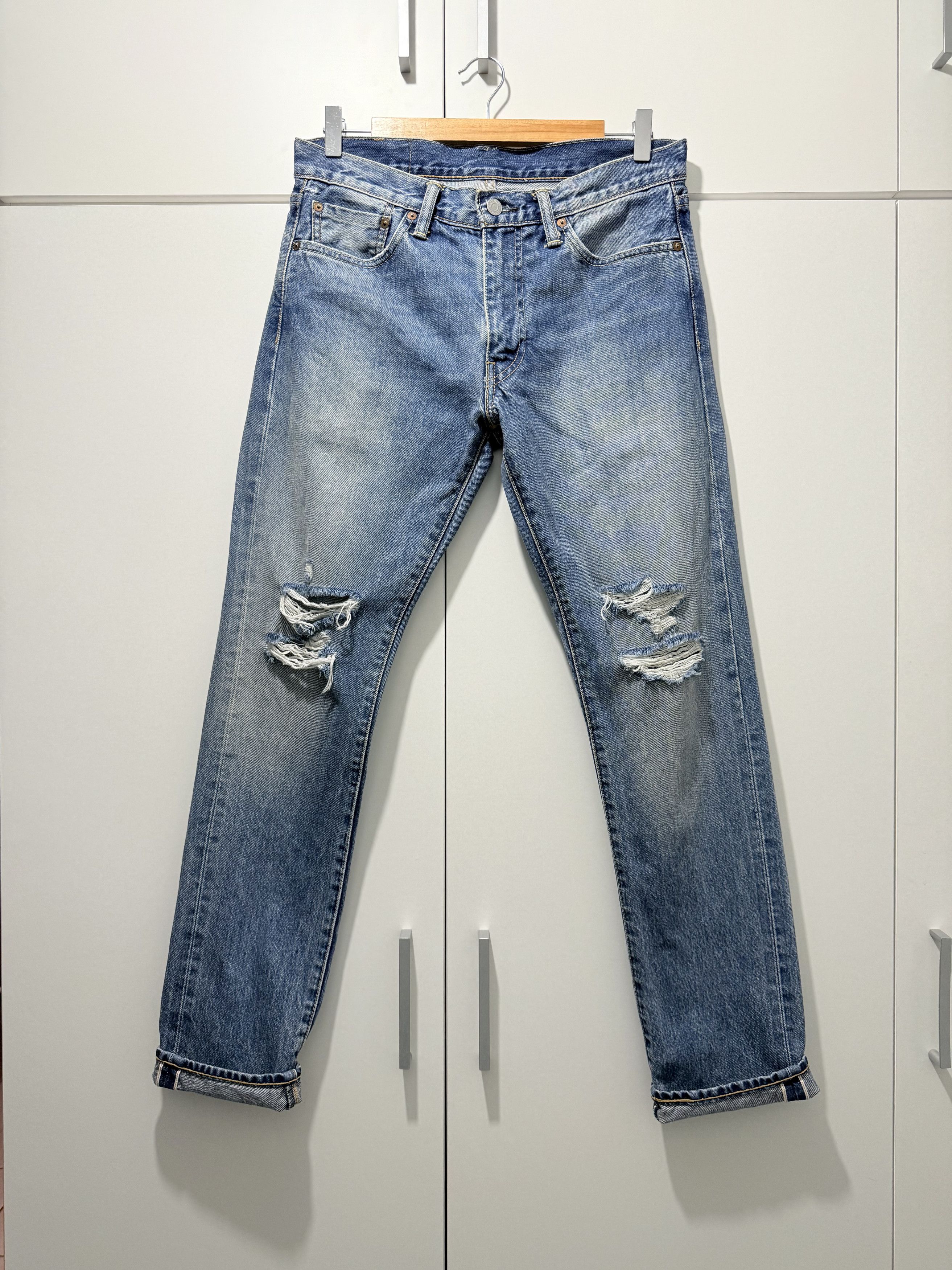 Levi's 511 Selvedge Distressed Blue Denim Jeans W31 L30