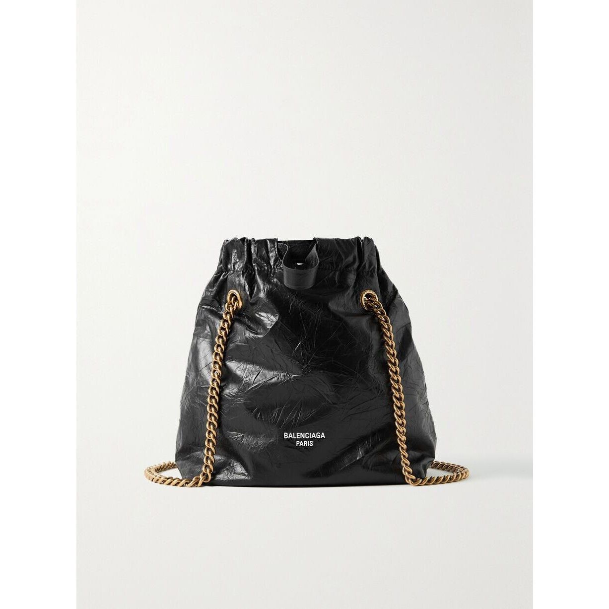 Balenciaga Crush Small Leather Black/Gold Tote Bag New, Women's