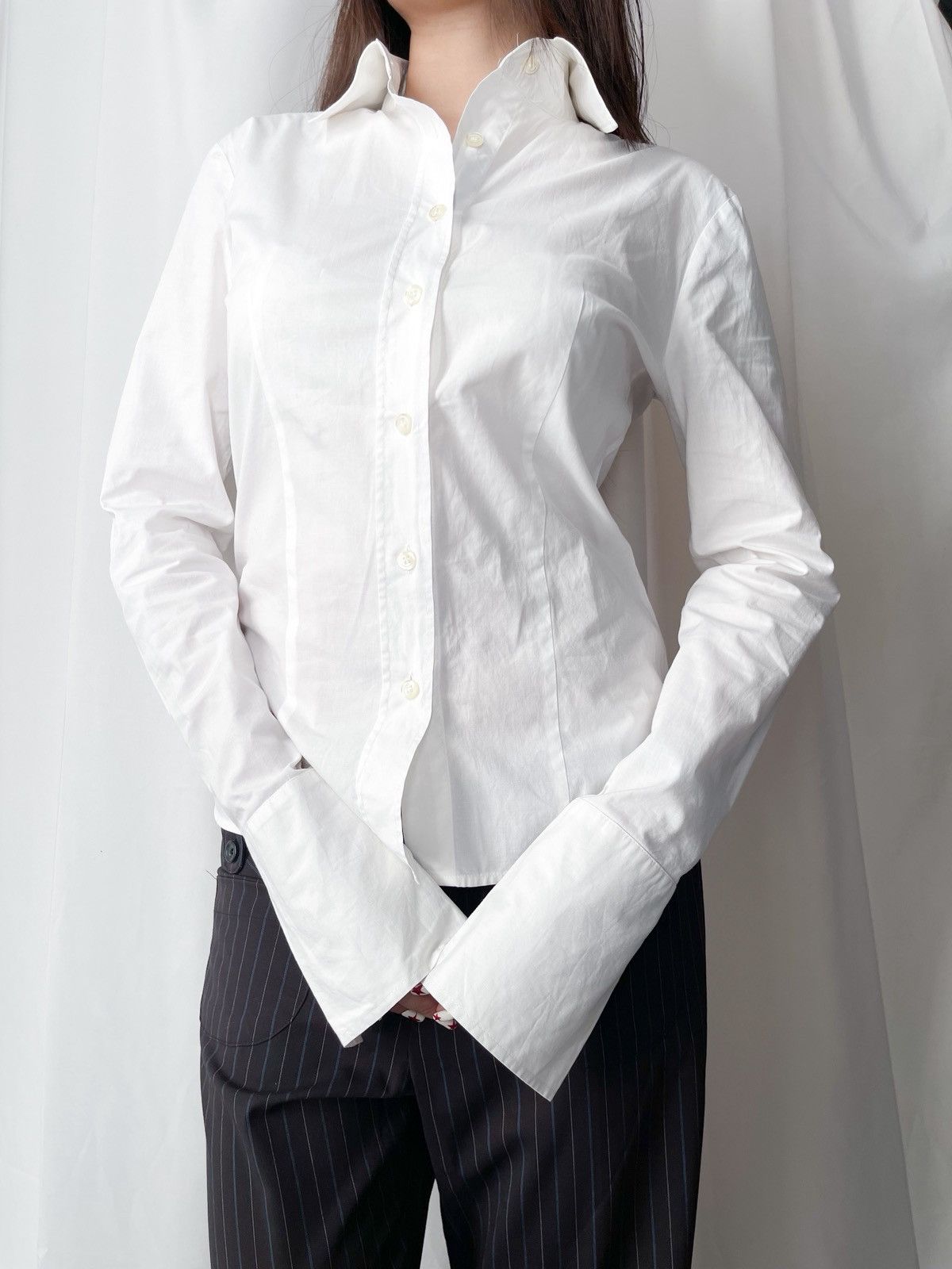 MAX&Co. 2000s Max Co by Max Mara Slim Fit Extended Cuff Shirt Size L / US 10 / IT 46 - 2 Thumbnail