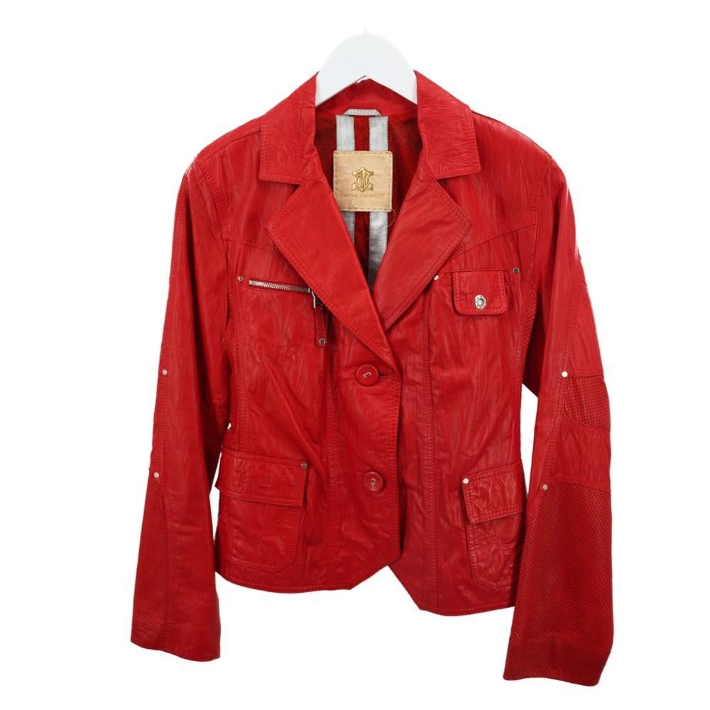 Designer Vintage Derri Designs Red Leather Moto Jacket Size S Size S / US 4 / IT 40 - 1 Thumbnail