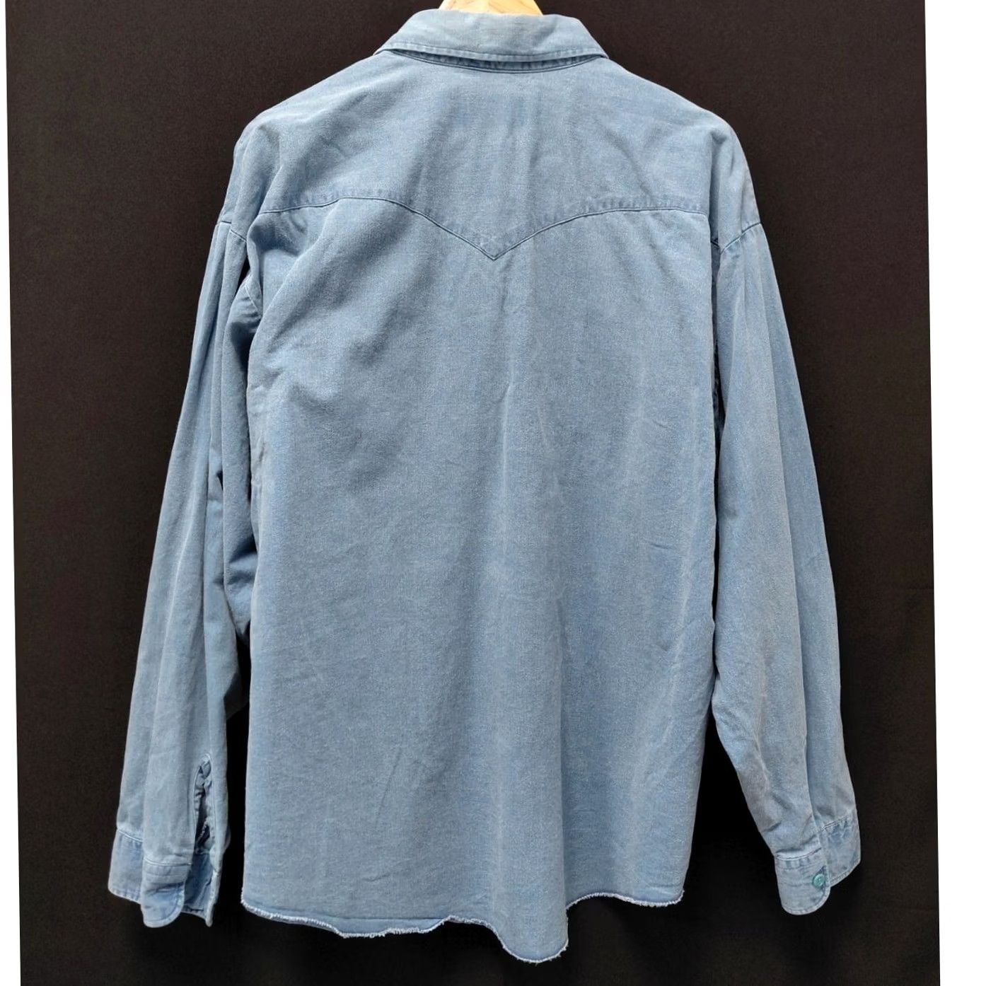 Vintage Panhandle Slim Shirt Blue Solid Denim Mens Button-Up Cotton Long Sleeve XL Made in USA Casual Size US XL / EU 56 / 4 - 2 Thumbnail