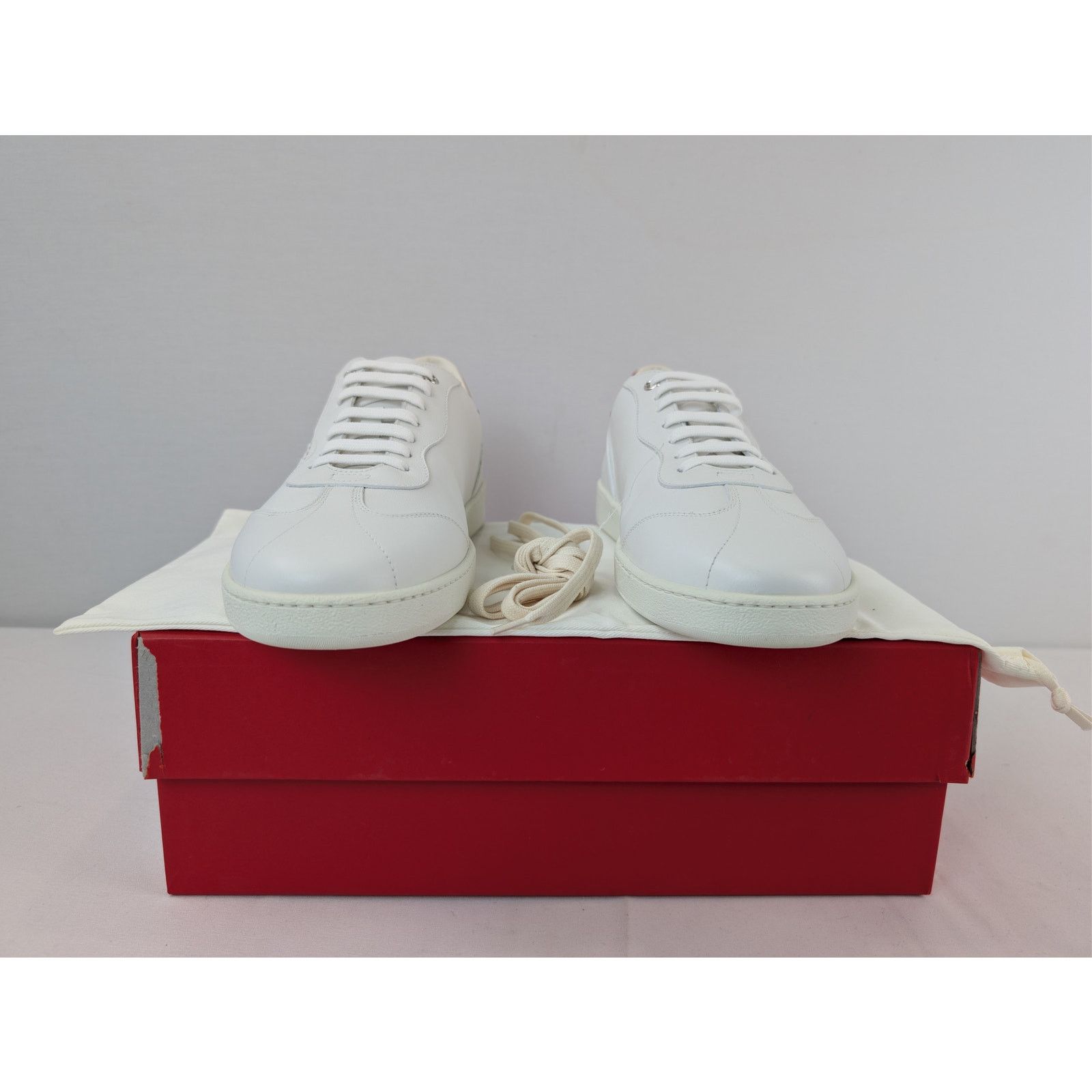 Salvatore Ferragamo o1rshd1 Achille Venn Low-Top Sneakers in White/Red Size US 11 / EU 44 - 15 Thumbnail