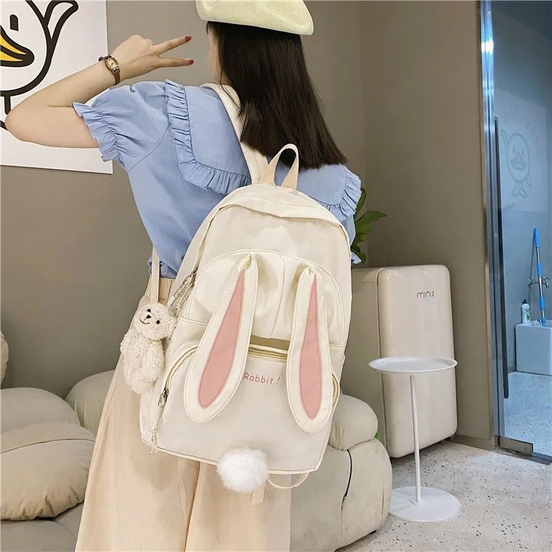 Vintage Cute Rabbit Young Girl School Backpack Size ONE SIZE - 2 Thumbnail