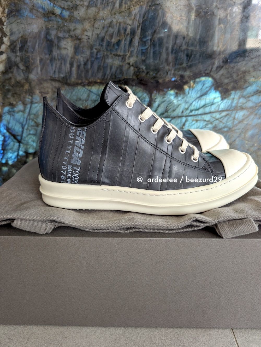 Pre-owned Rick Owens 1/1 Sample Rubber & Leather Ramones Low Fw24 Shoes In Black