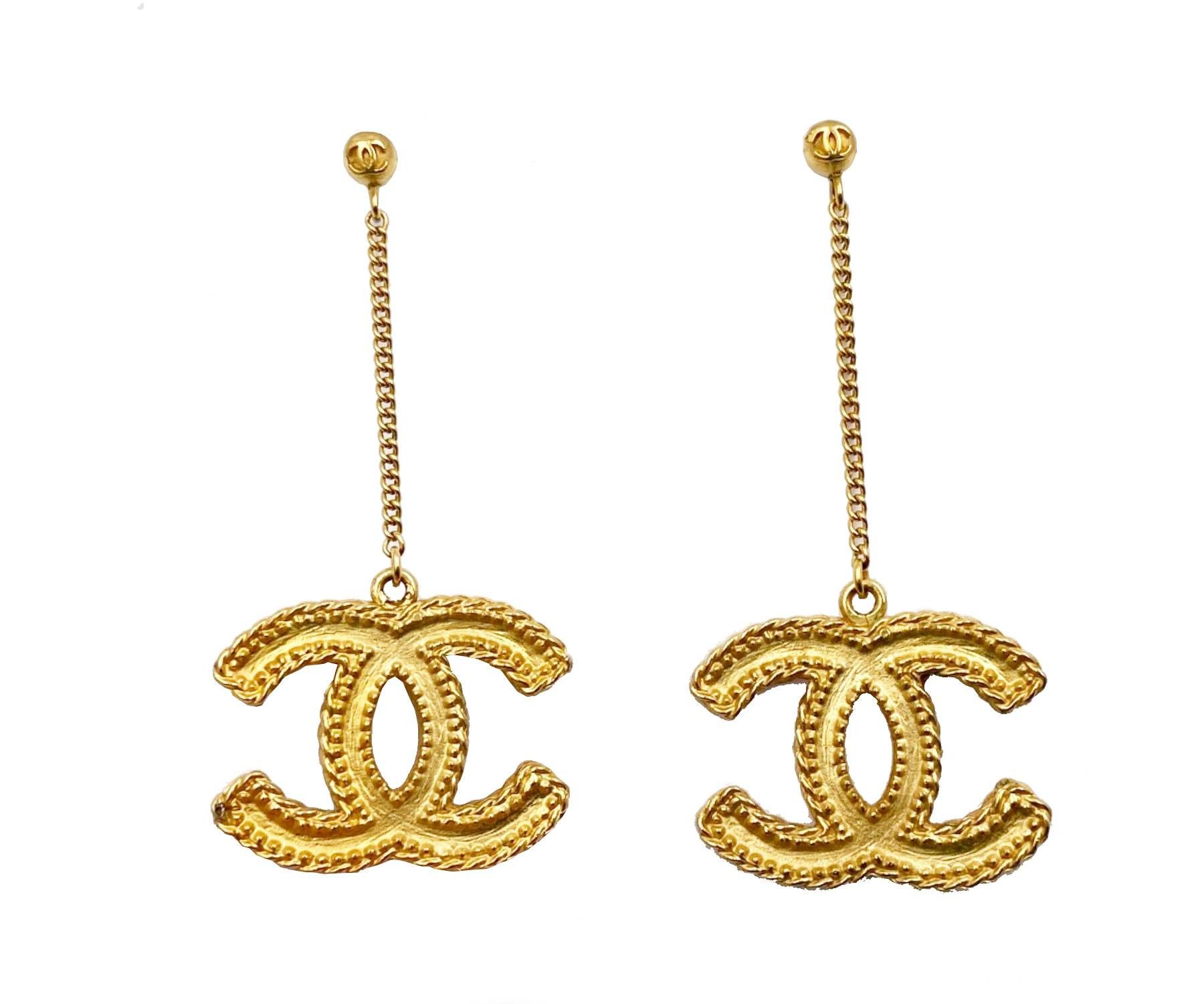 Chanel Chanel Classic Gold CC Dangle Piercing Earrings Size ONE SIZE - 4 Thumbnail