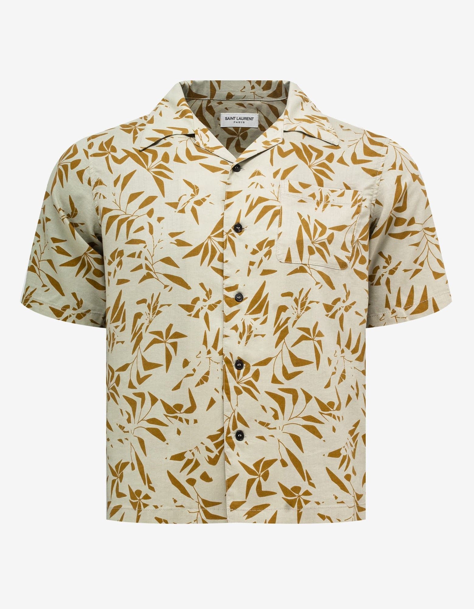 image of Saint Laurent Paris All-Over Print Hawaiian Shirt Size Xs in Beige, Men's