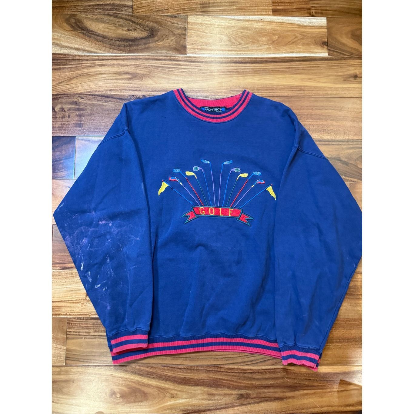 Vintage Size L - Vintage 1990s Gold Architect Sweatshirt Crewneck Go Size US L / EU 52-54 / 3 - 1 Thumbnail