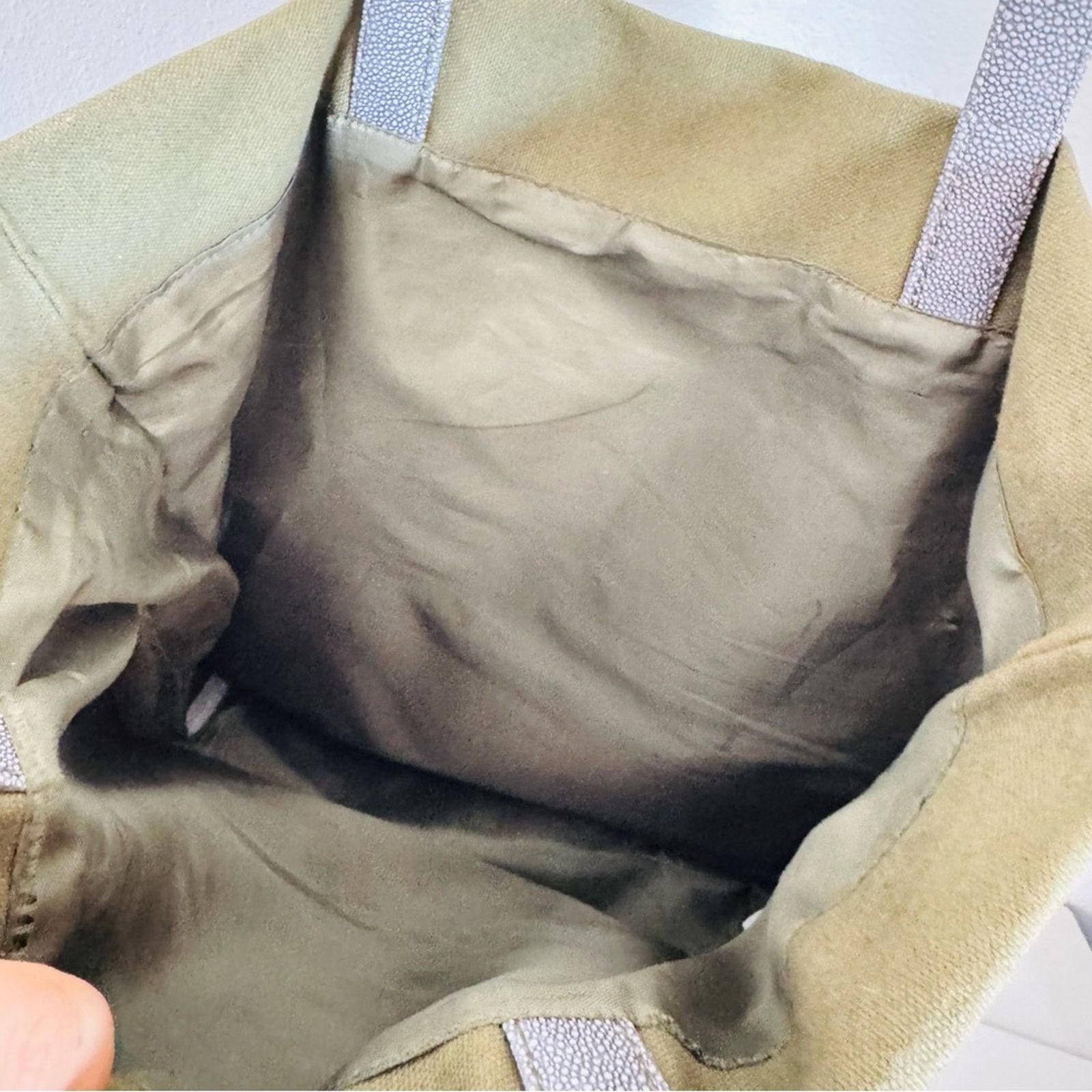 Anthropologie ANTHROPOLOGIE Olive Green Grey Canvas Shoulder Bag Purse Size ONE SIZE - 4 Thumbnail