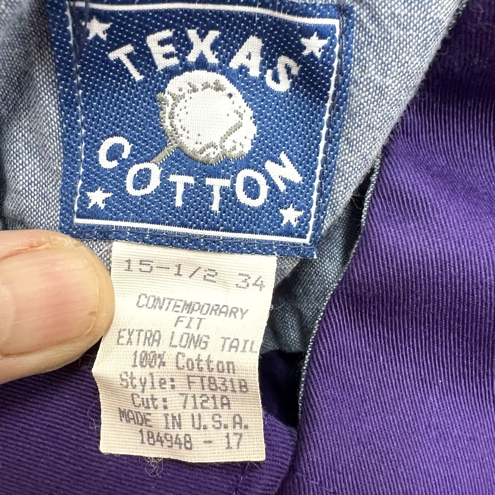 Vintage VINTAGE Texas Cotton Western Button-Down Shirt Mens SZ 15.5 Solid Purple Long Sleeve Casual U.S. Size US M / EU 48-50 / 2 - 7 Thumbnail
