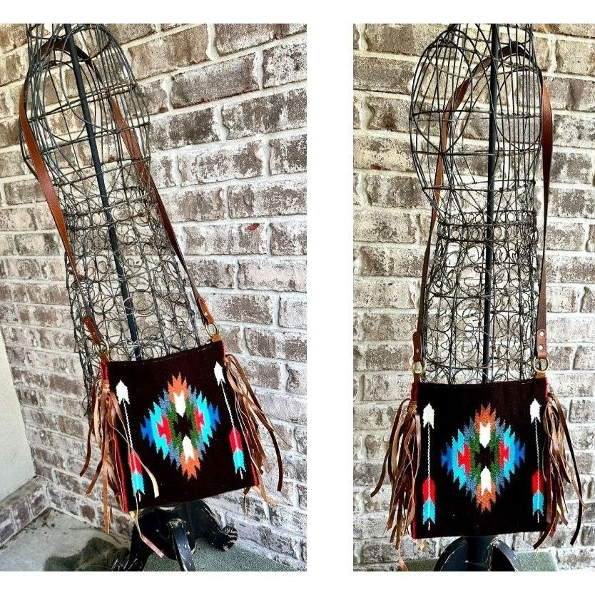 Other Southwestern Cross Body Bag Fringe Top Zip Leather Dari Cott Size ONE SIZE - 11 Thumbnail
