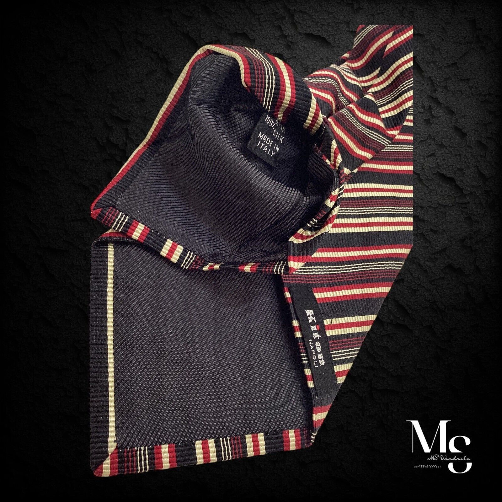 Kiton KITON NAPOLI 7Fold Burgundy Striped Silk Tie Made In Italy W Size ONE SIZE - 5 Thumbnail