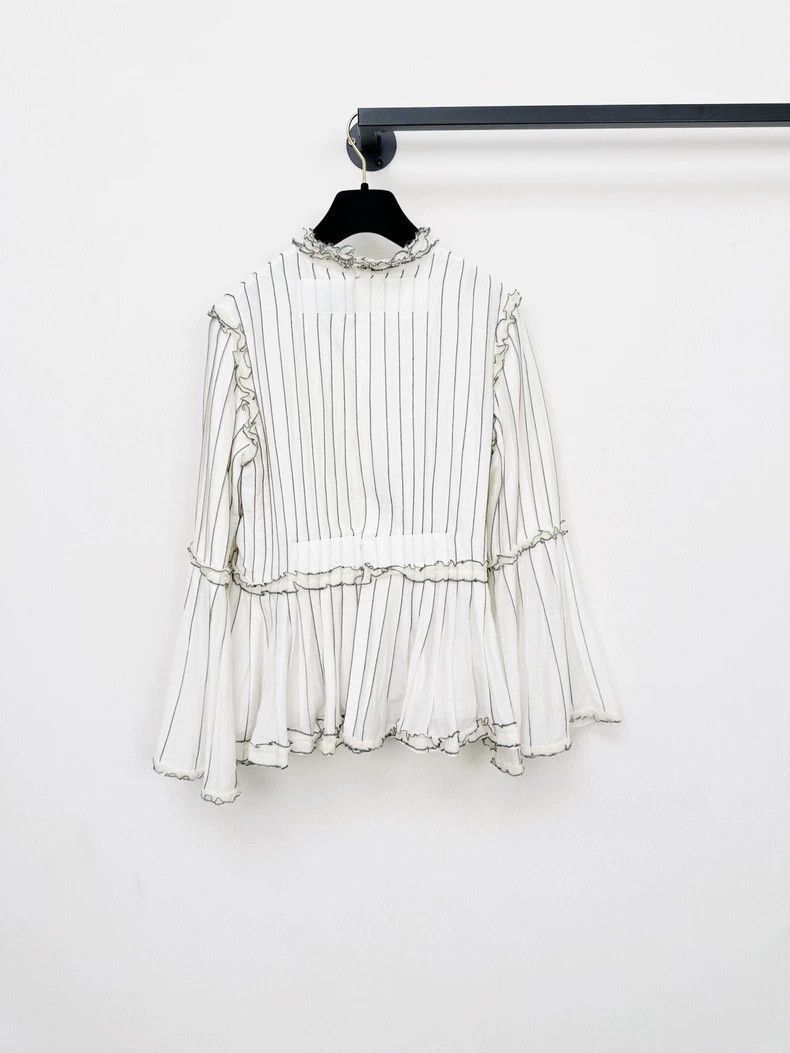 Chanel Chanel Ruffled Striped Button Up Shirt Size M / US 6-8 / IT 42-44 - 5 Thumbnail