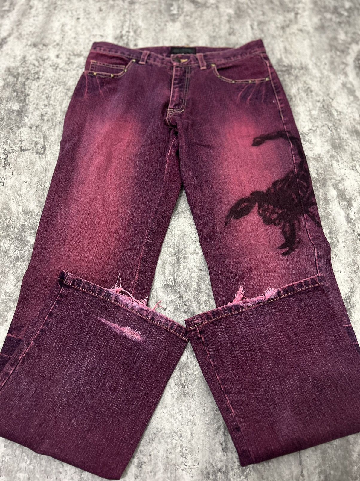 Vintage Rustenburg Homme Scorpion Distressed Jeans Size US 32 / EU 48 - 9 Thumbnail
