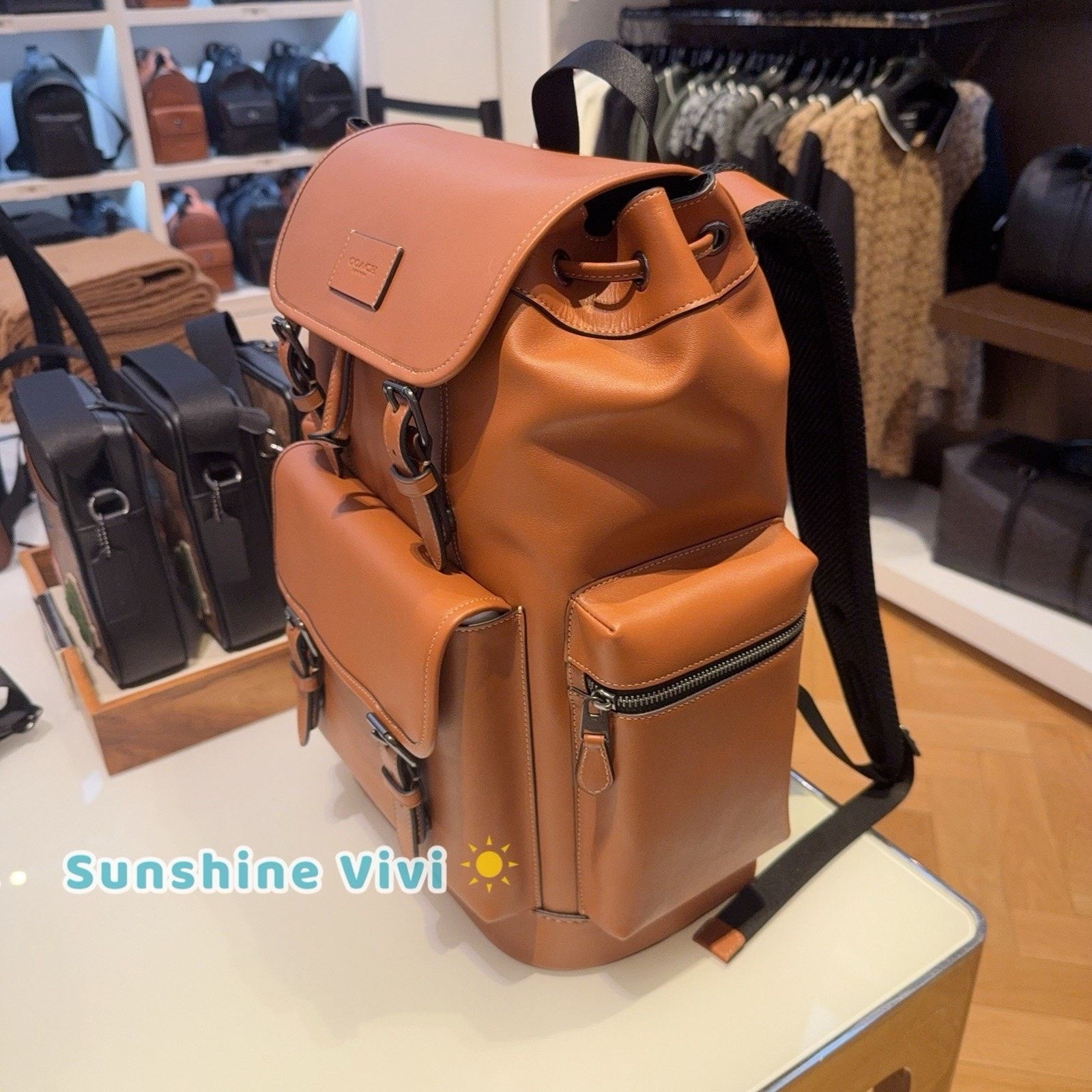 Coach NWT Coach Large Sprint Backpack Leather Gunmetal/Tan CDB61 Size ONE SIZE - 3 Thumbnail