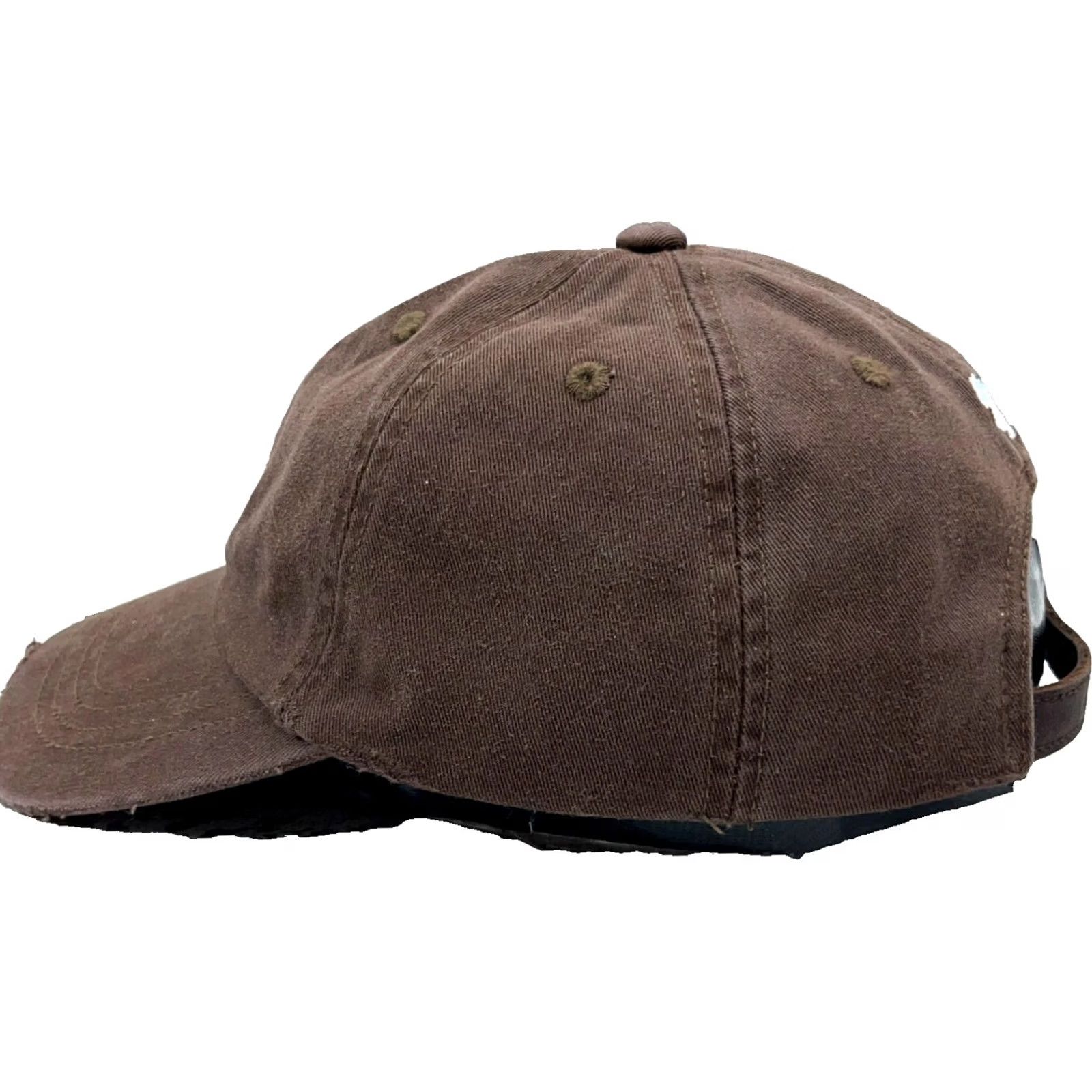 American Eagle Outfitters VINTAGE American Eagle Hat Baseball Cap Leather Strap Back Script AEO Dad Brown Y2K Size ONE SIZE - 4 Thumbnail
