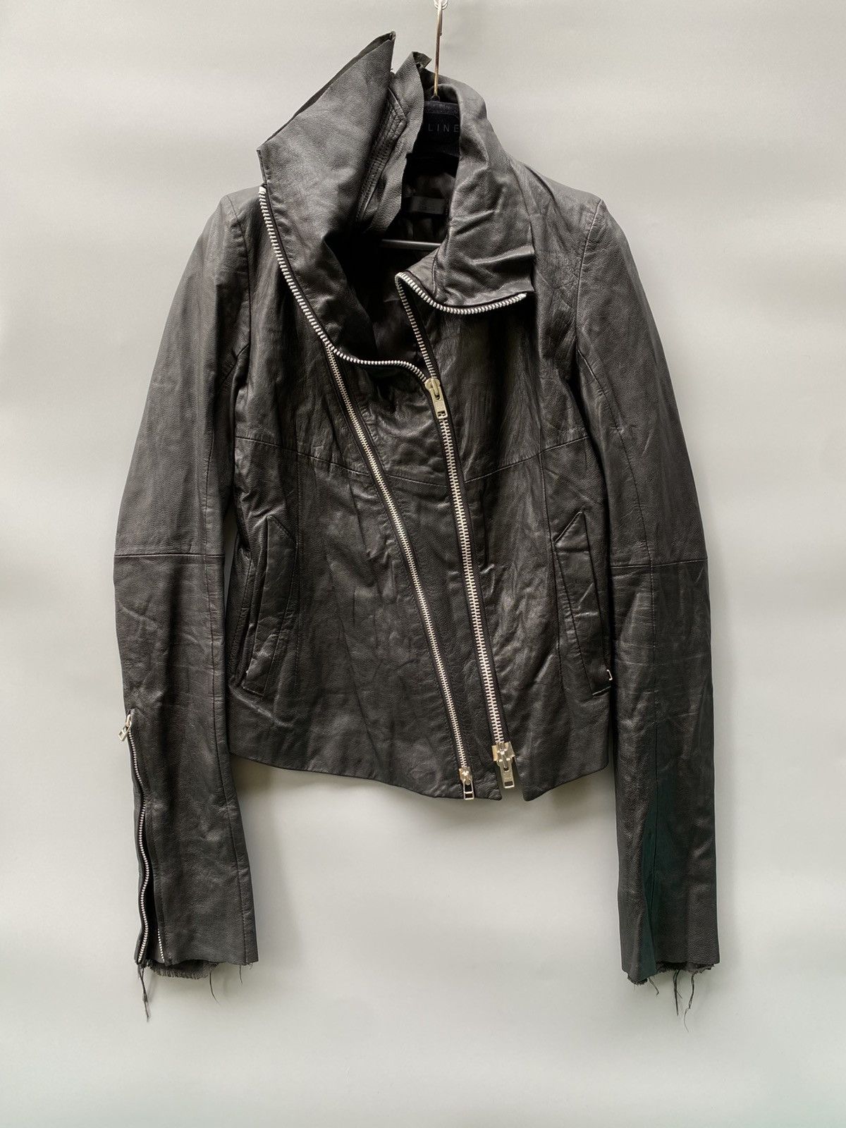 EKAM double zip design leather jacket