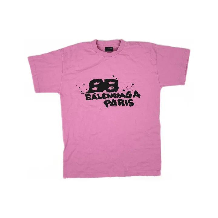 Balenciaga Balenciaga Hand Drawn Logo Pink T-Shirt 0079-2507 Size XS / US 0-2 / IT 36-38 - 2 Thumbnail