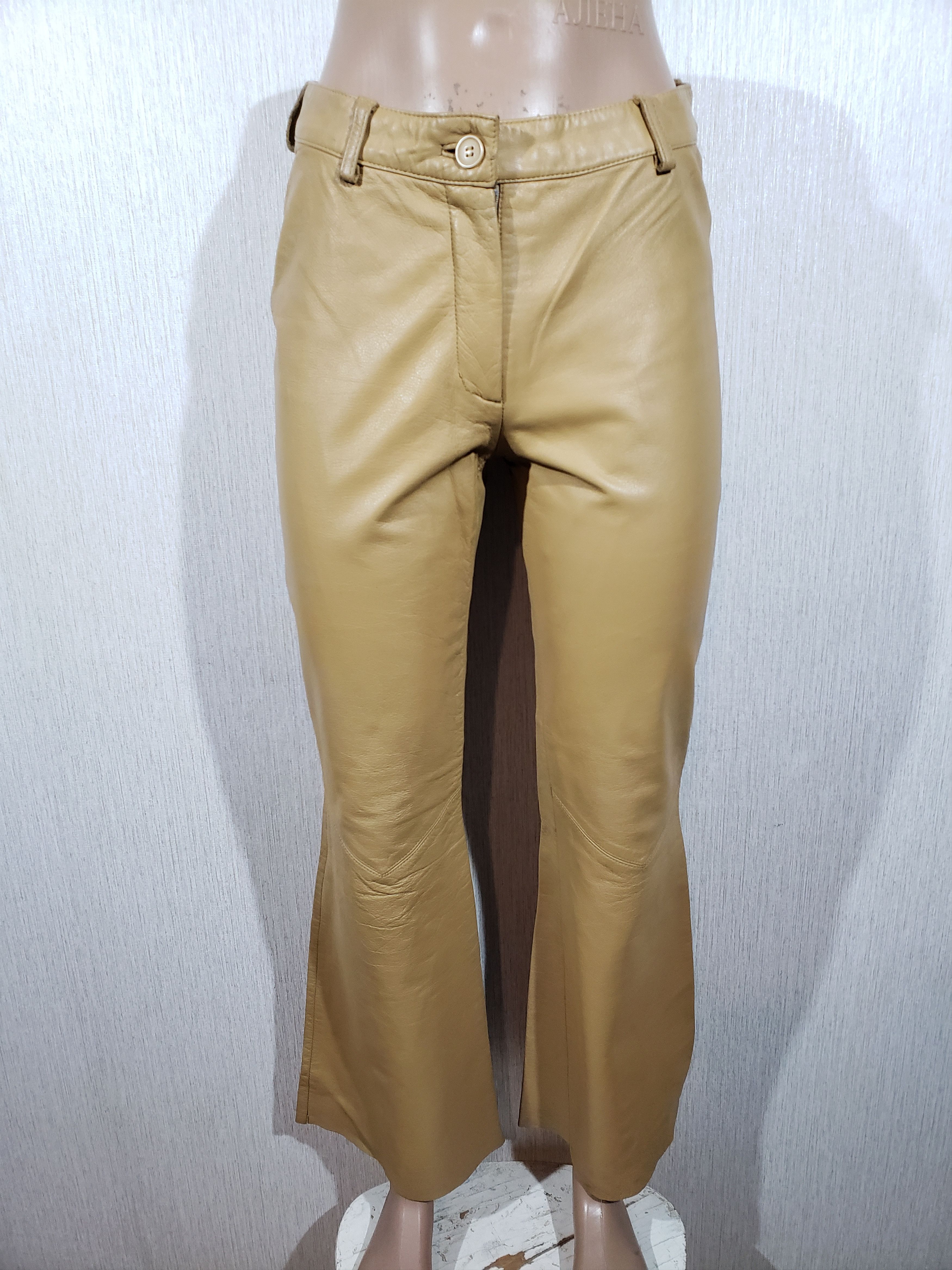 Genuine Leather Light brown women's pants flared at the bottom. Size 26" / US 2 / IT 38 - 2 Thumbnail