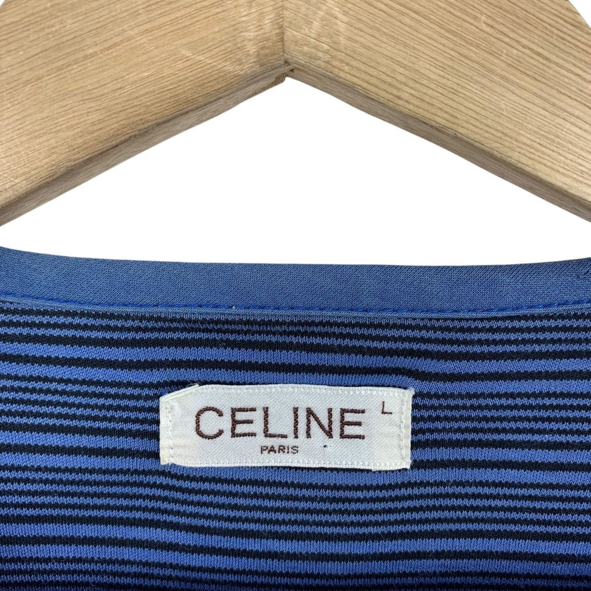 Celine × Vintage Vintage CELINE Long sleeve stripe button up tee Size US L / EU 52-54 / 3 - 3 Thumbnail