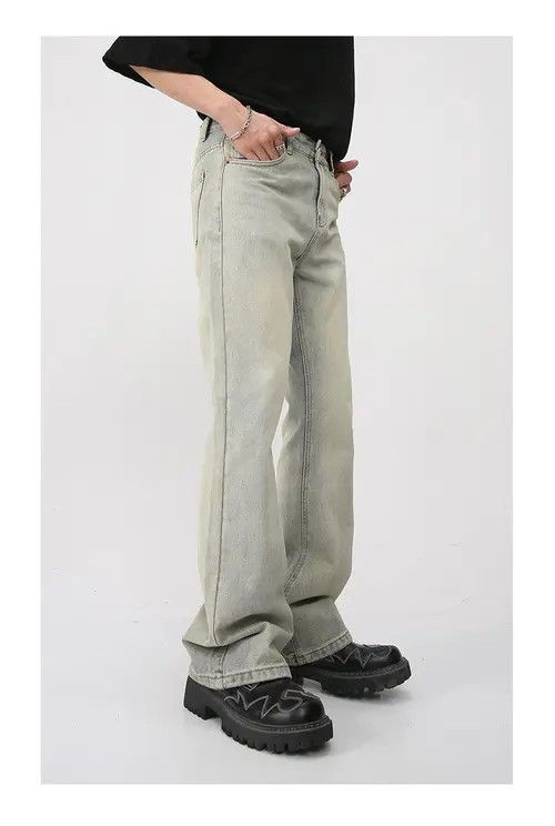 Japanese Brand Retro mud yellow distressed straight jeans Size US 30 / EU 46 - 8 Thumbnail