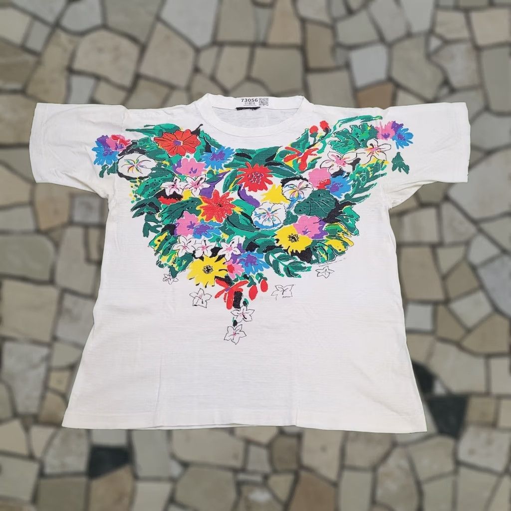 Vintage VINTAGE Flower Shirt Womens Large 20x23 White Size L / US 10 / IT 46 - 1 Thumbnail