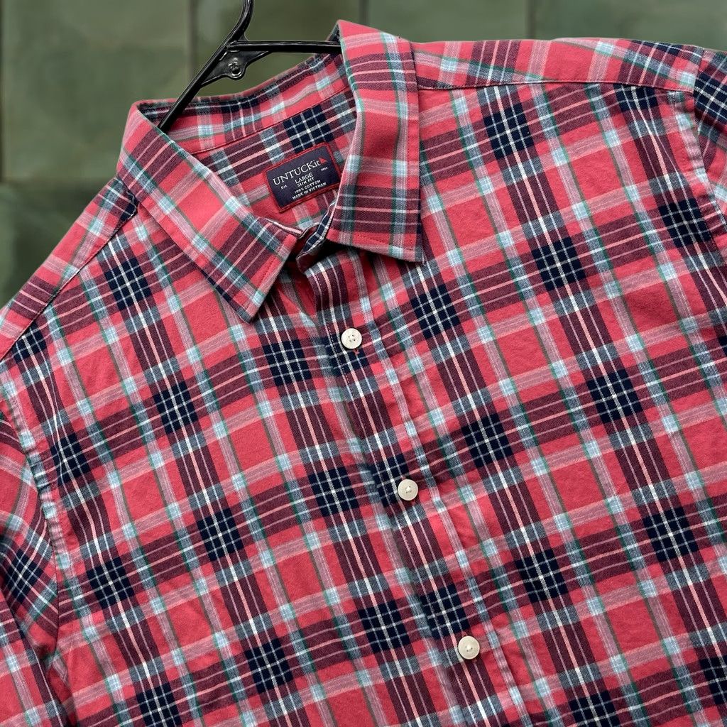 UNTUCKit UNTUCKit Shirt Mens Large Slim Fit Plaid Button-Up Casual Poplin Cotton Multicolor Red Blue Green 90s Preppy Collared Long Sleeve Size US L / EU 52-54 / 3 - 1 Thumbnail